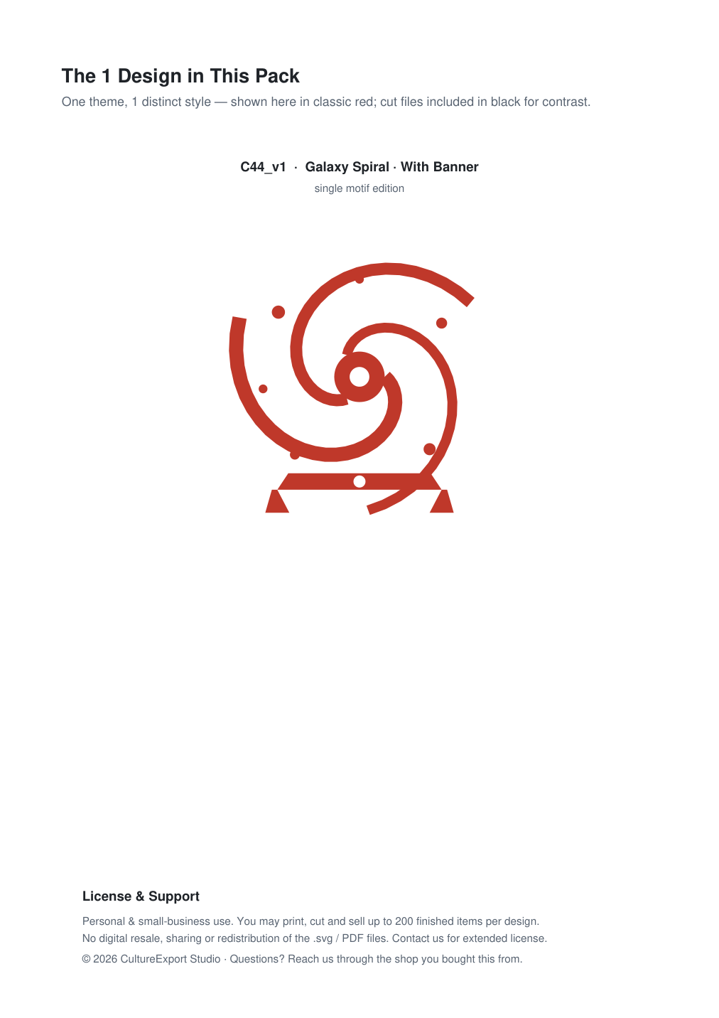 Galaxy Spiral Banner Paper Cut - Free SVG + PDF Pack - design