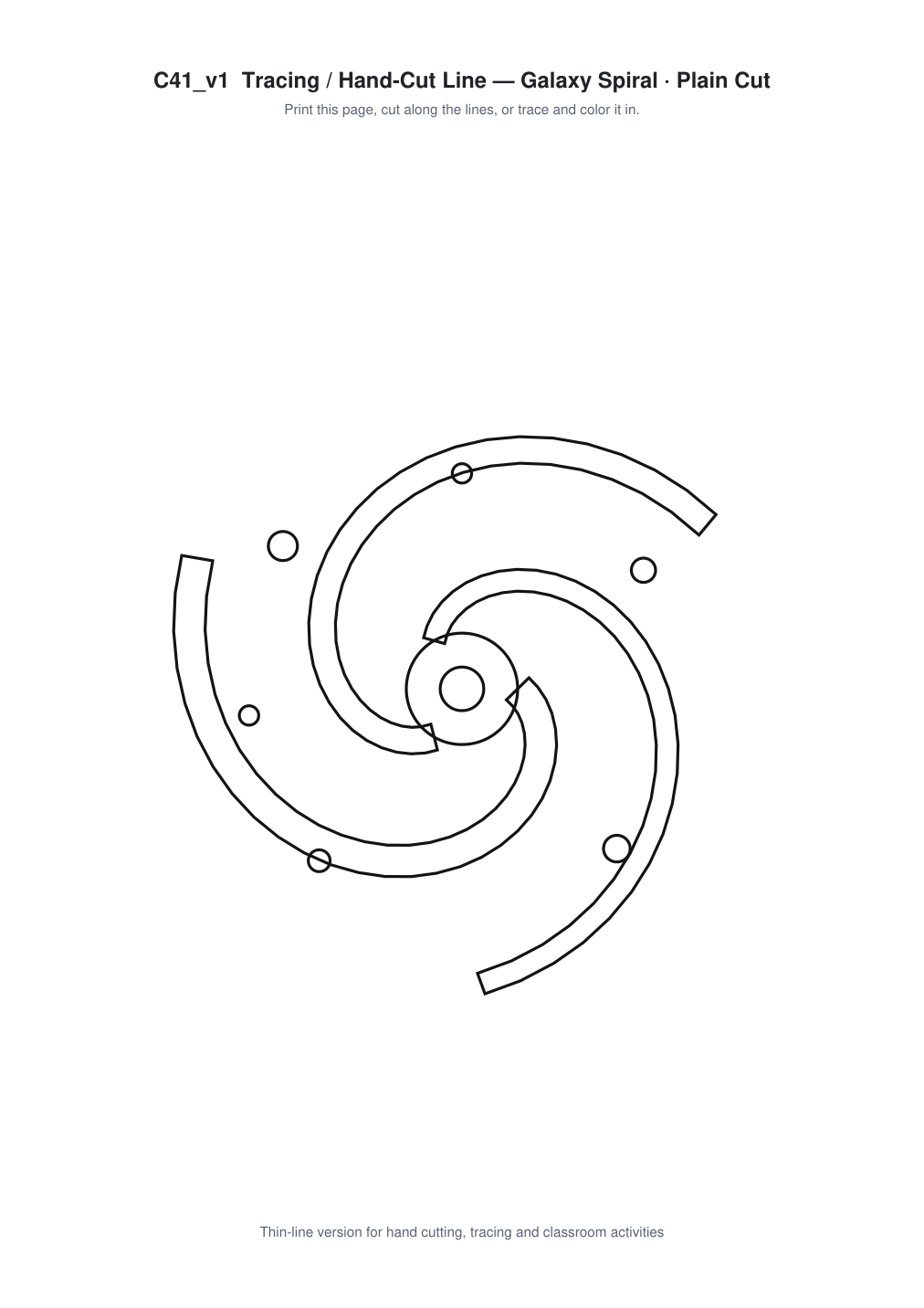 Galaxy Spiral Paper Cut Template - Free SVG + PDF Pack - line art