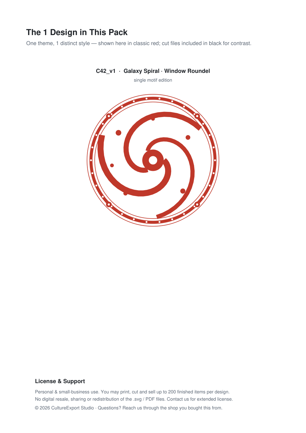 Galaxy Spiral Window Roundel Paper Cut - Free SVG + PDF Pack - design