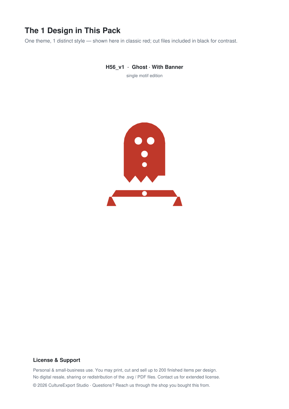 Ghost Banner Paper Cut - Free SVG + PDF Pack - design