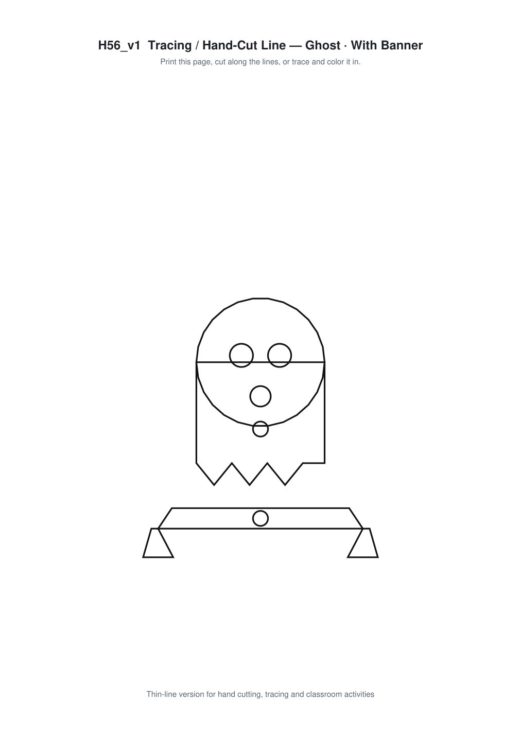 Ghost Banner Paper Cut - Free SVG + PDF Pack - line art