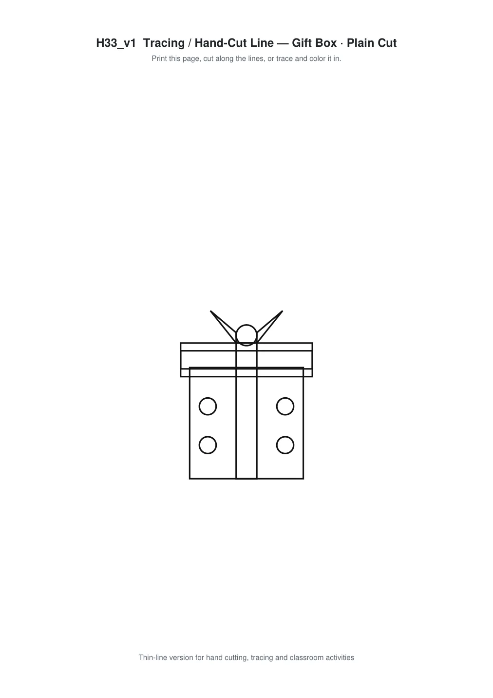 Gift Box Paper Cut Template - Free SVG + PDF Pack - line art