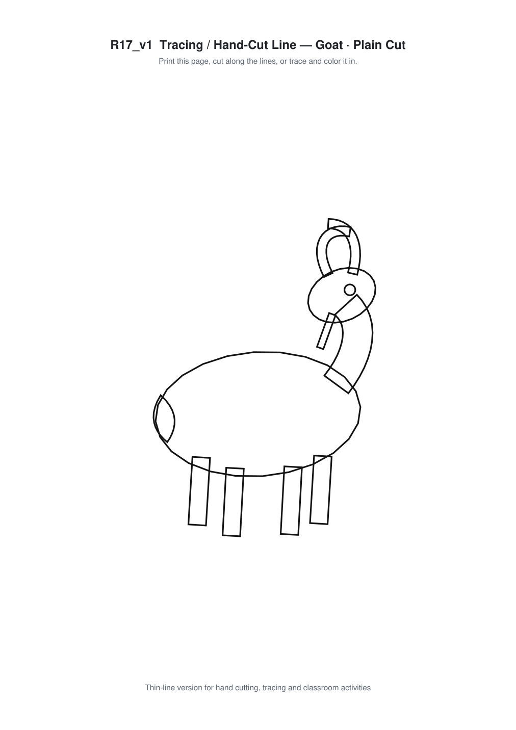 Goat Paper Cut Template - Free SVG + PDF Pack - line art