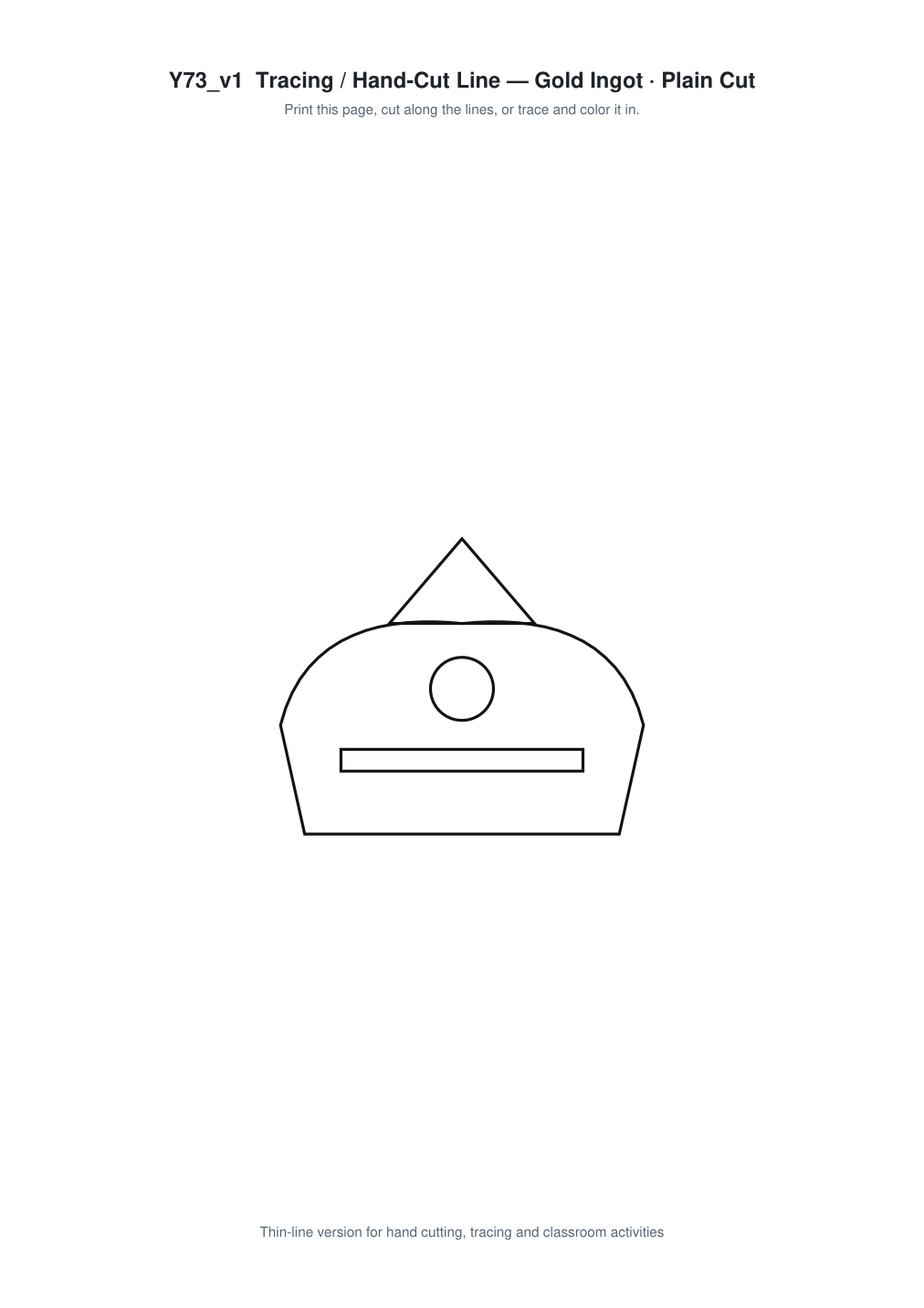 Gold Ingot Paper Cut Template - Free SVG + PDF Pack - line art