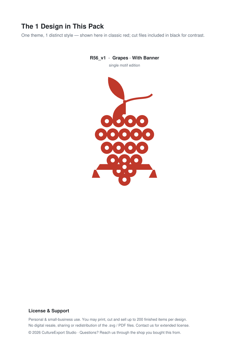 Grapes Banner Paper Cut - Free SVG + PDF Pack - design