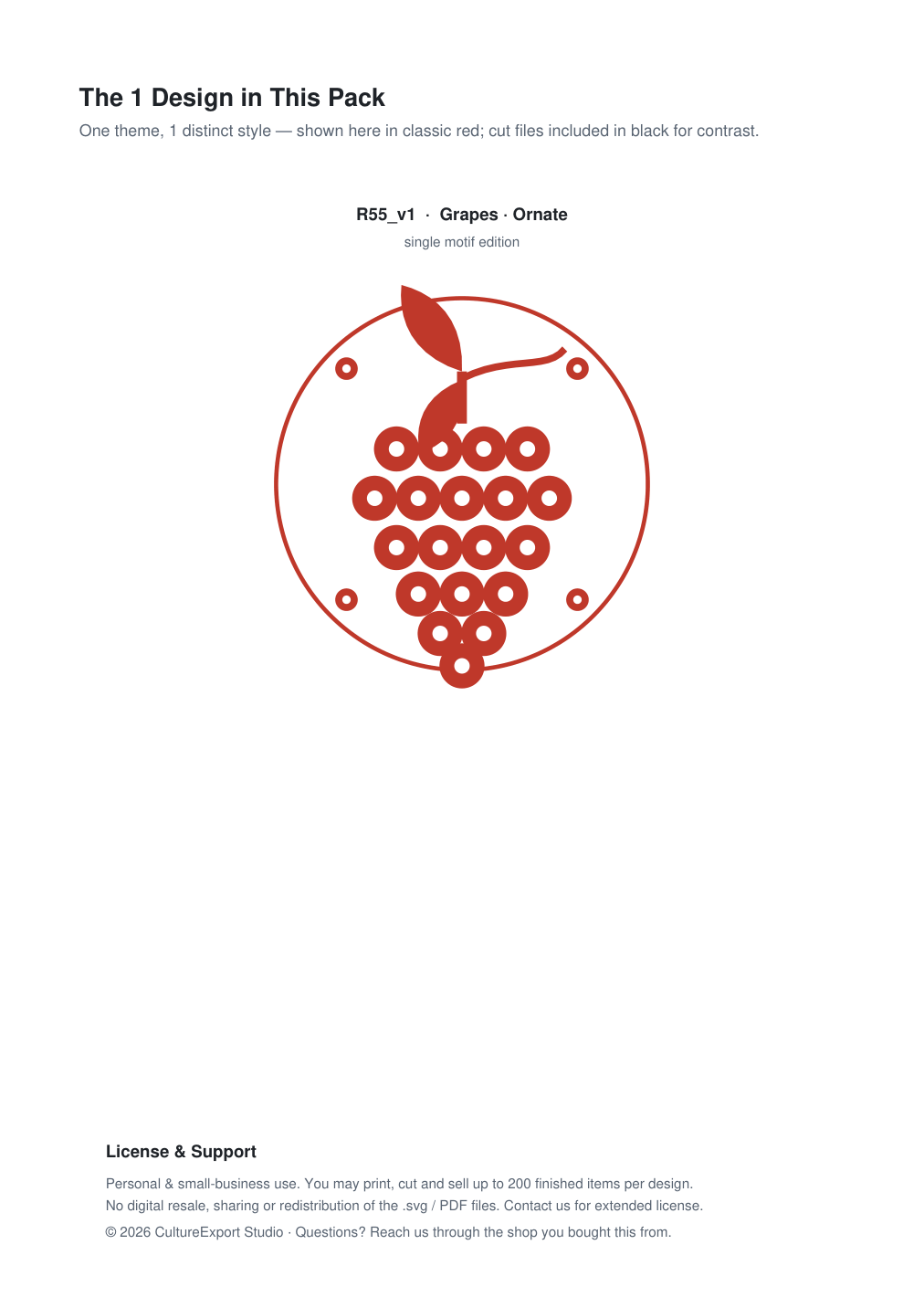 Grapes Ornate Paper Cut Panel - Free SVG + PDF Pack - design