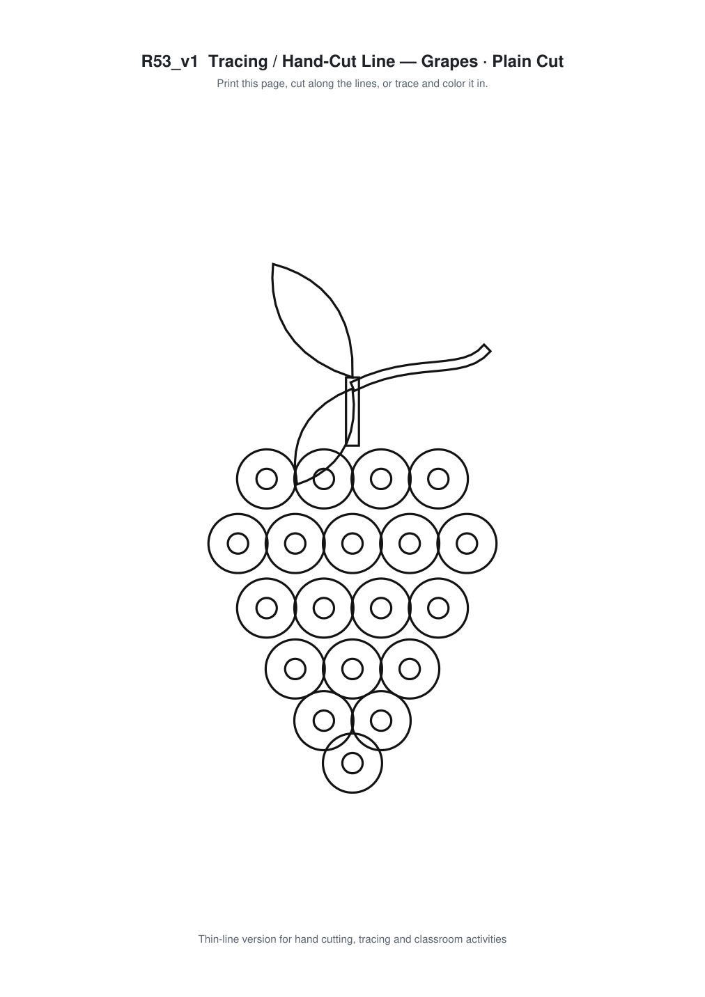 Grapes Paper Cut Template - Free SVG + PDF Pack - line art