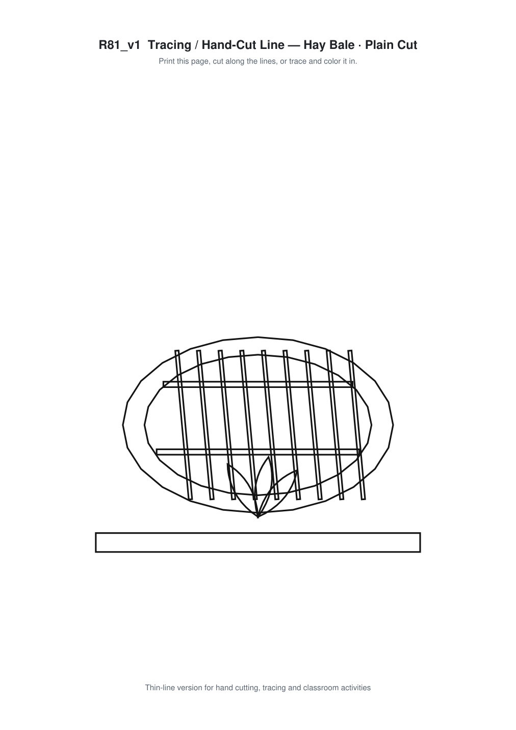 Hay Bale Paper Cut Template - Free SVG + PDF Pack - line art
