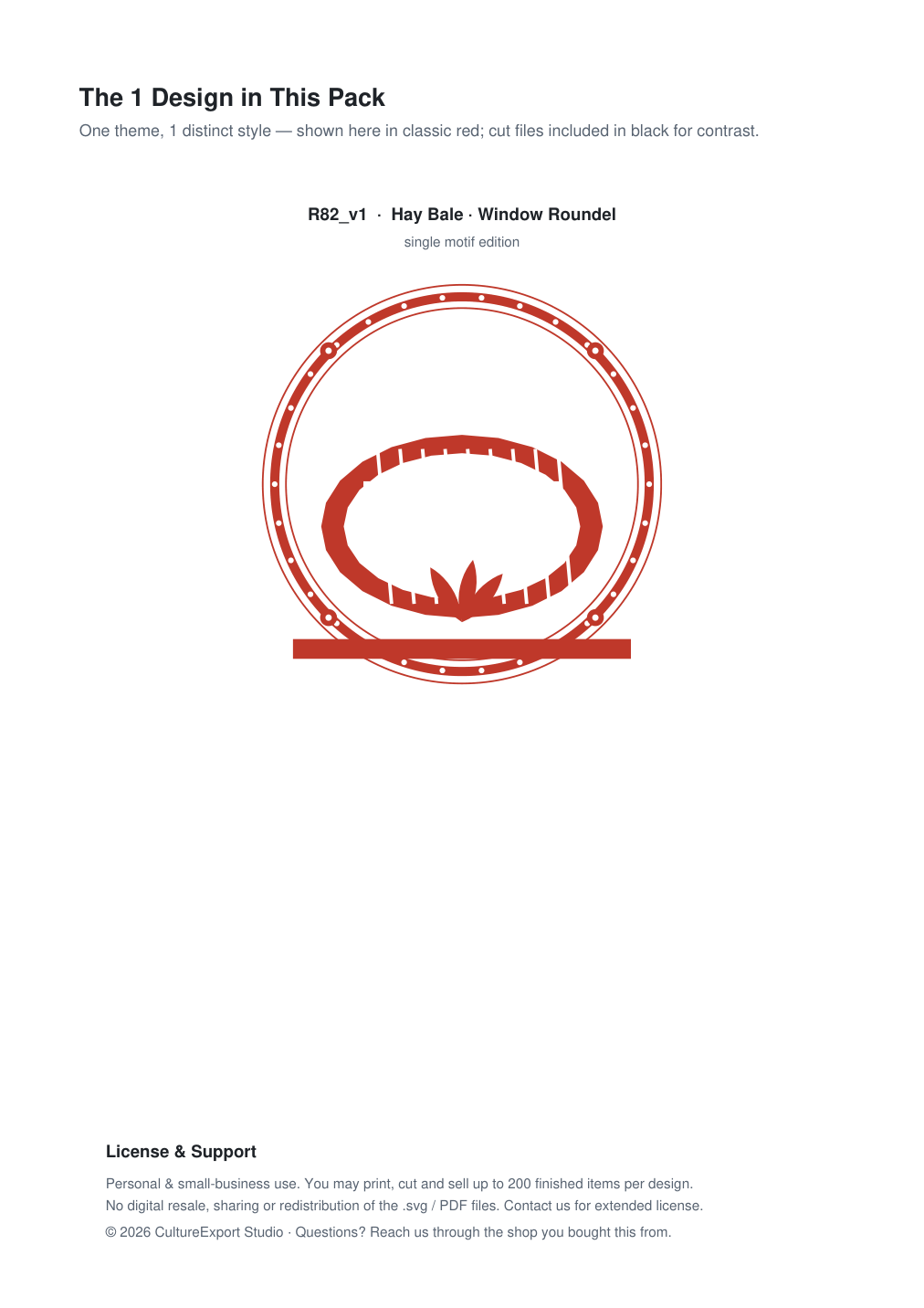 Hay Bale Window Roundel Paper Cut - Free SVG + PDF Pack - design