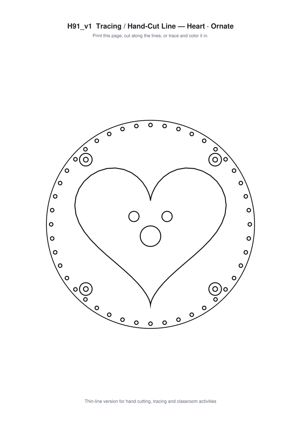 Heart Ornate Paper Cut Panel - Free SVG + PDF Pack - line art