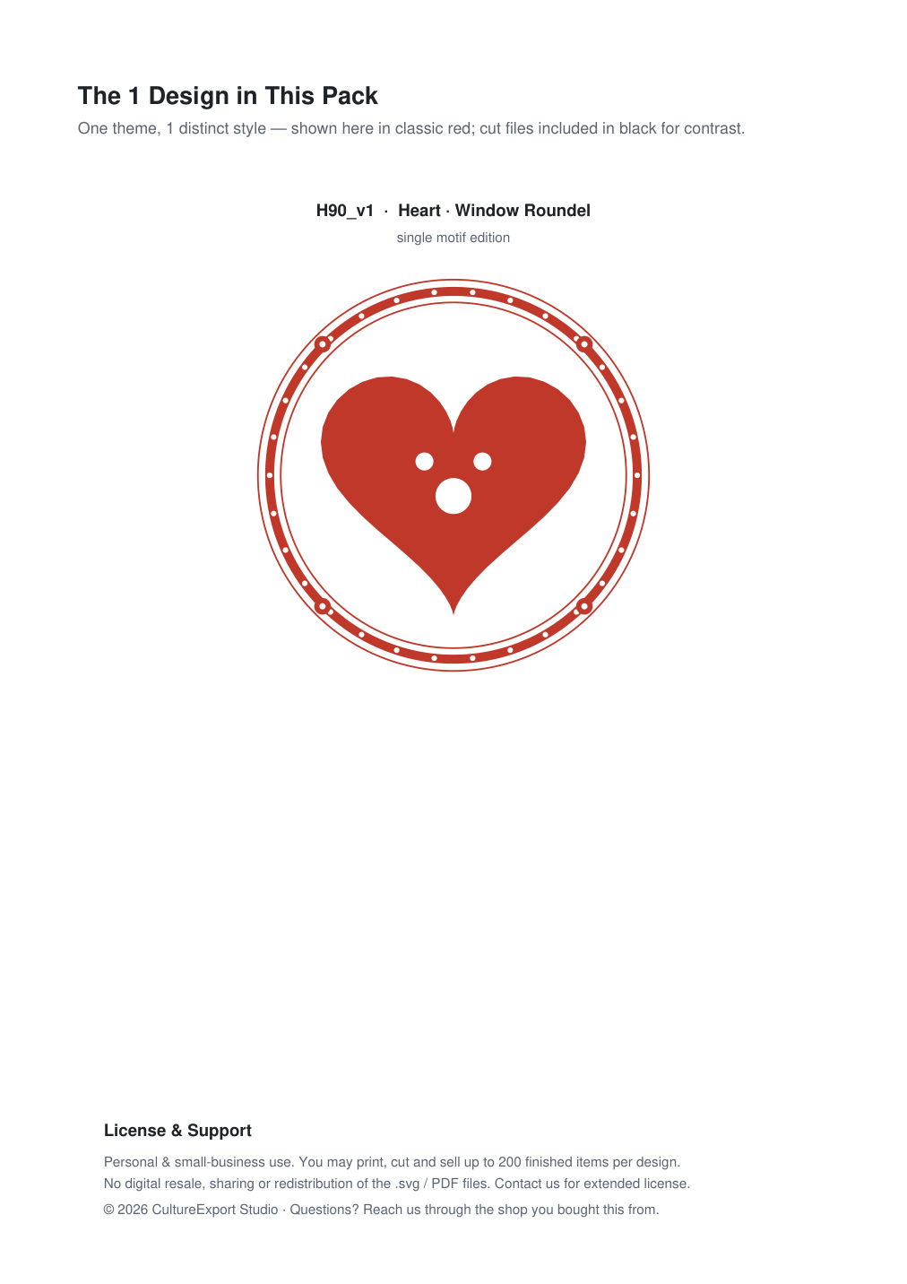 Heart Window Roundel Paper Cut - Free SVG + PDF Pack - design