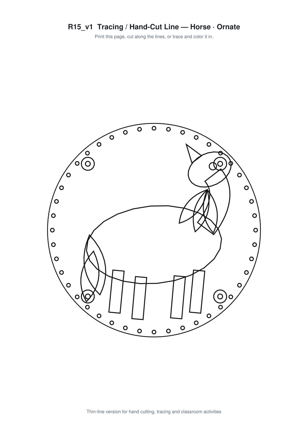 Horse Ornate Paper Cut Panel - Free SVG + PDF Pack - line art
