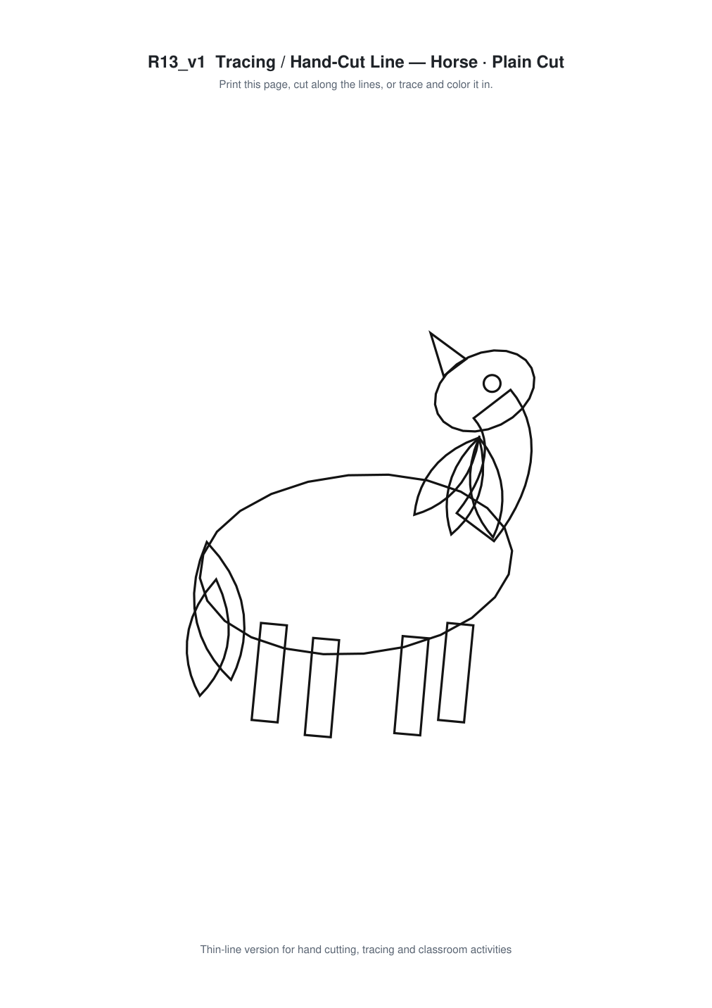 Horse Paper Cut Template - Free SVG + PDF Pack - line art