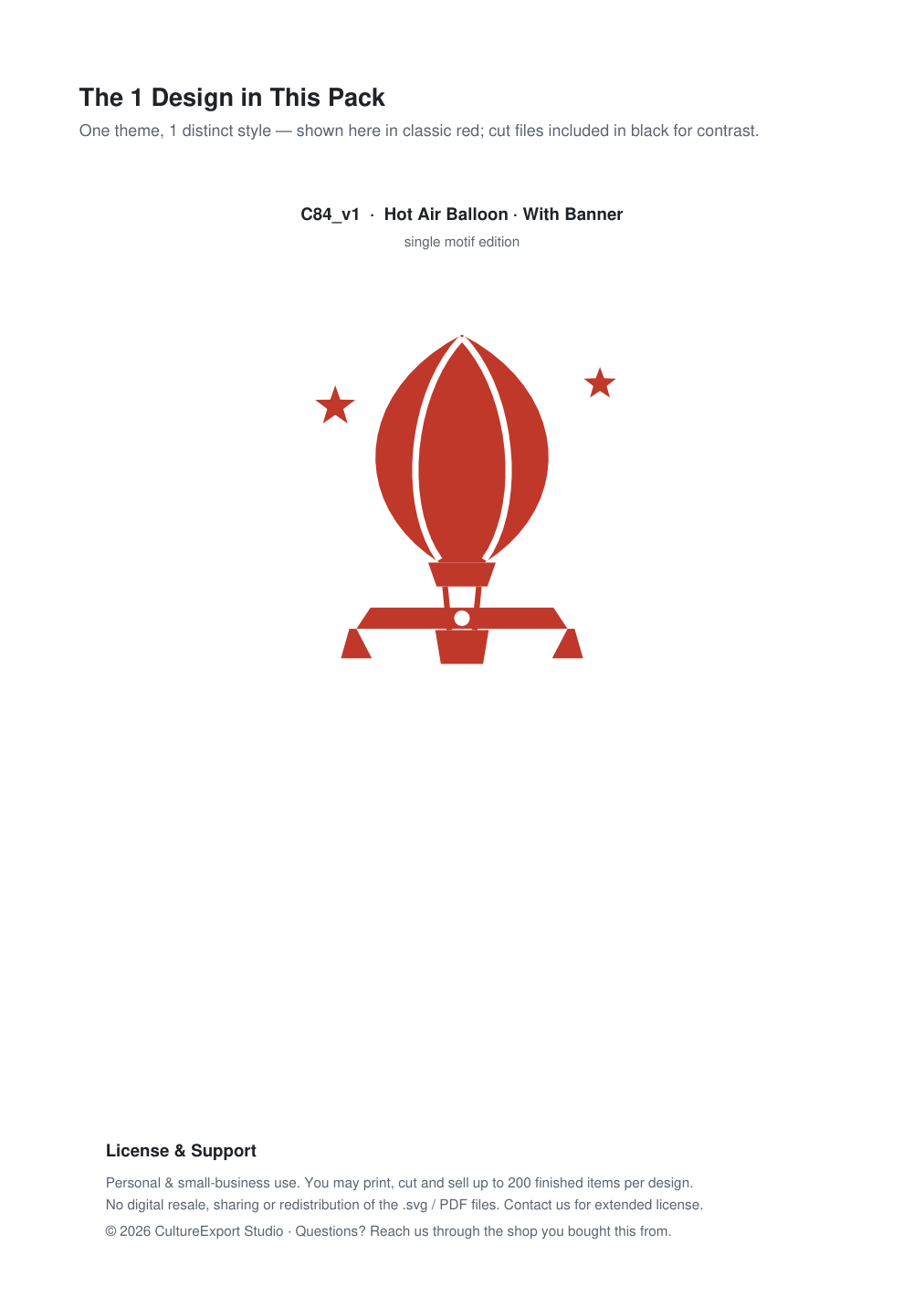 Hot Air Balloon Banner Paper Cut - Free SVG + PDF Pack - design