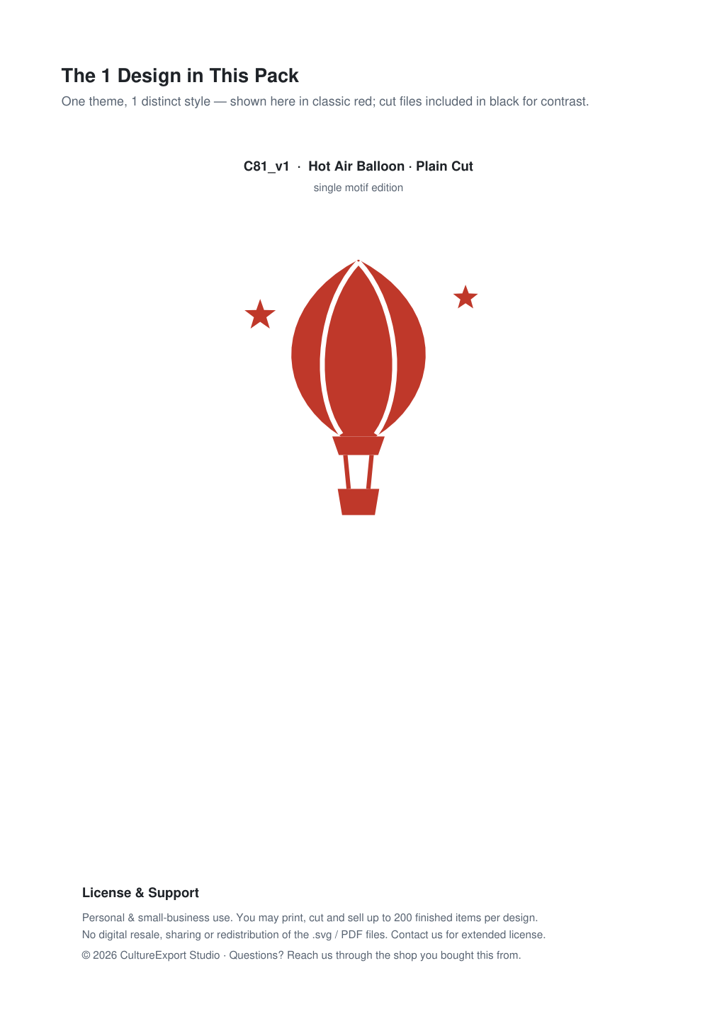 Hot Air Balloon Paper Cut Template - Free SVG + PDF Pack - design
