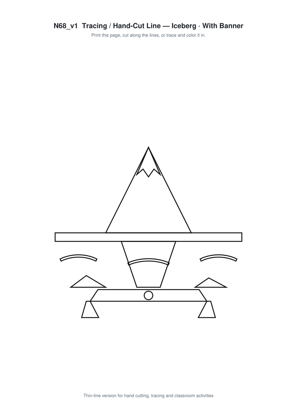 Iceberg Banner Paper Cut - Free SVG + PDF Pack - line art