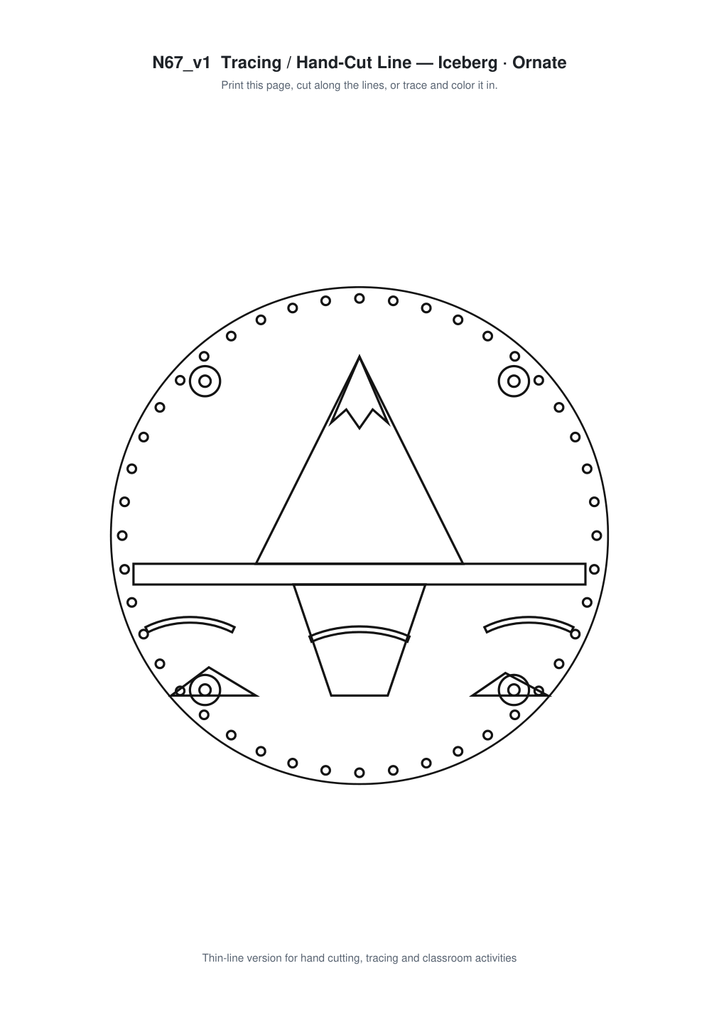 Iceberg Ornate Paper Cut Panel - Free SVG + PDF Pack - line art