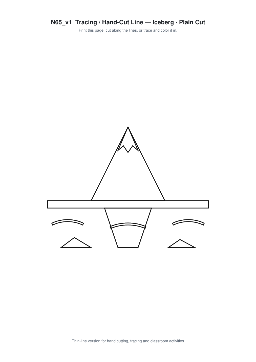Iceberg Paper Cut Template - Free SVG + PDF Pack - line art