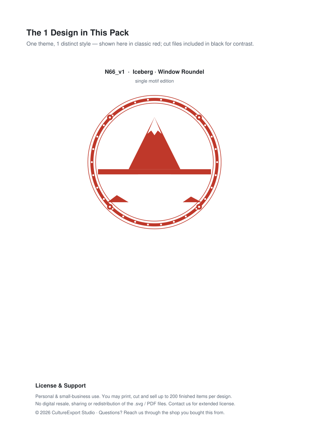 Iceberg Window Roundel Paper Cut - Free SVG + PDF Pack - design