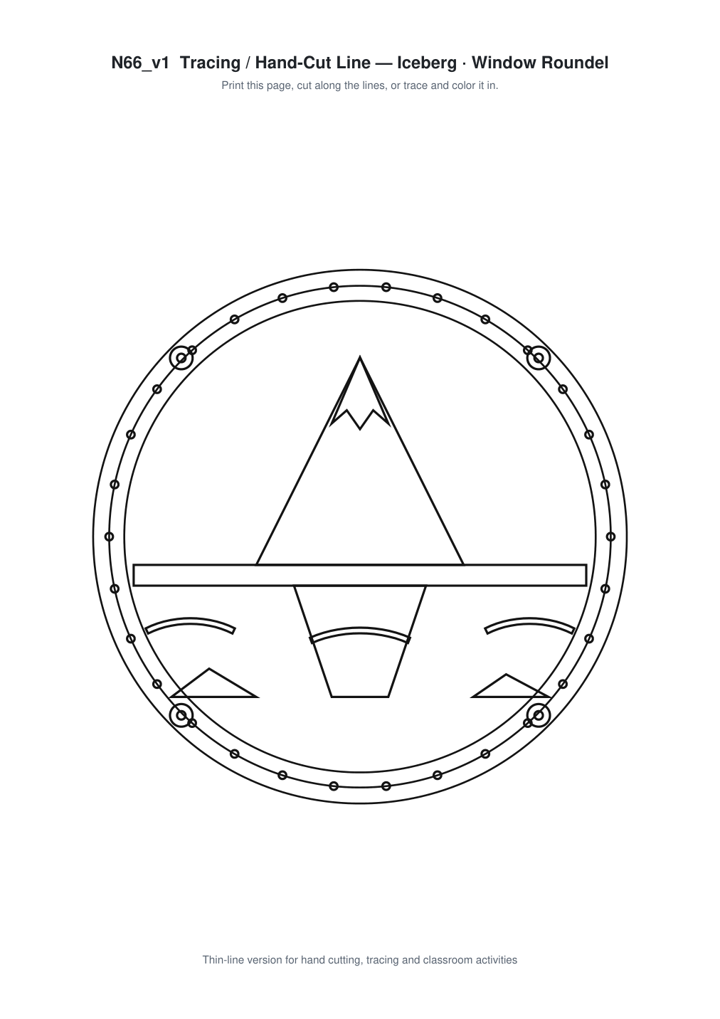 Iceberg Window Roundel Paper Cut - Free SVG + PDF Pack - line art