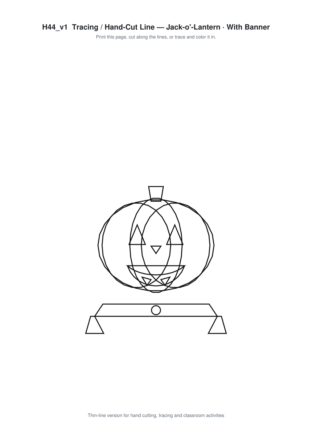 Jack-o'-Lantern Banner Paper Cut - Free SVG + PDF Pack - line art