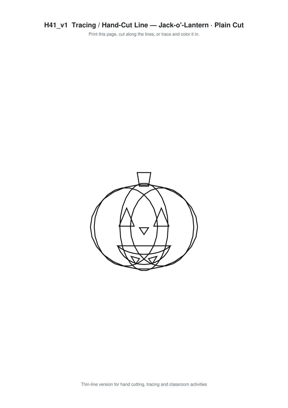 Jack-o'-Lantern Paper Cut Template - Free SVG + PDF Pack - line art