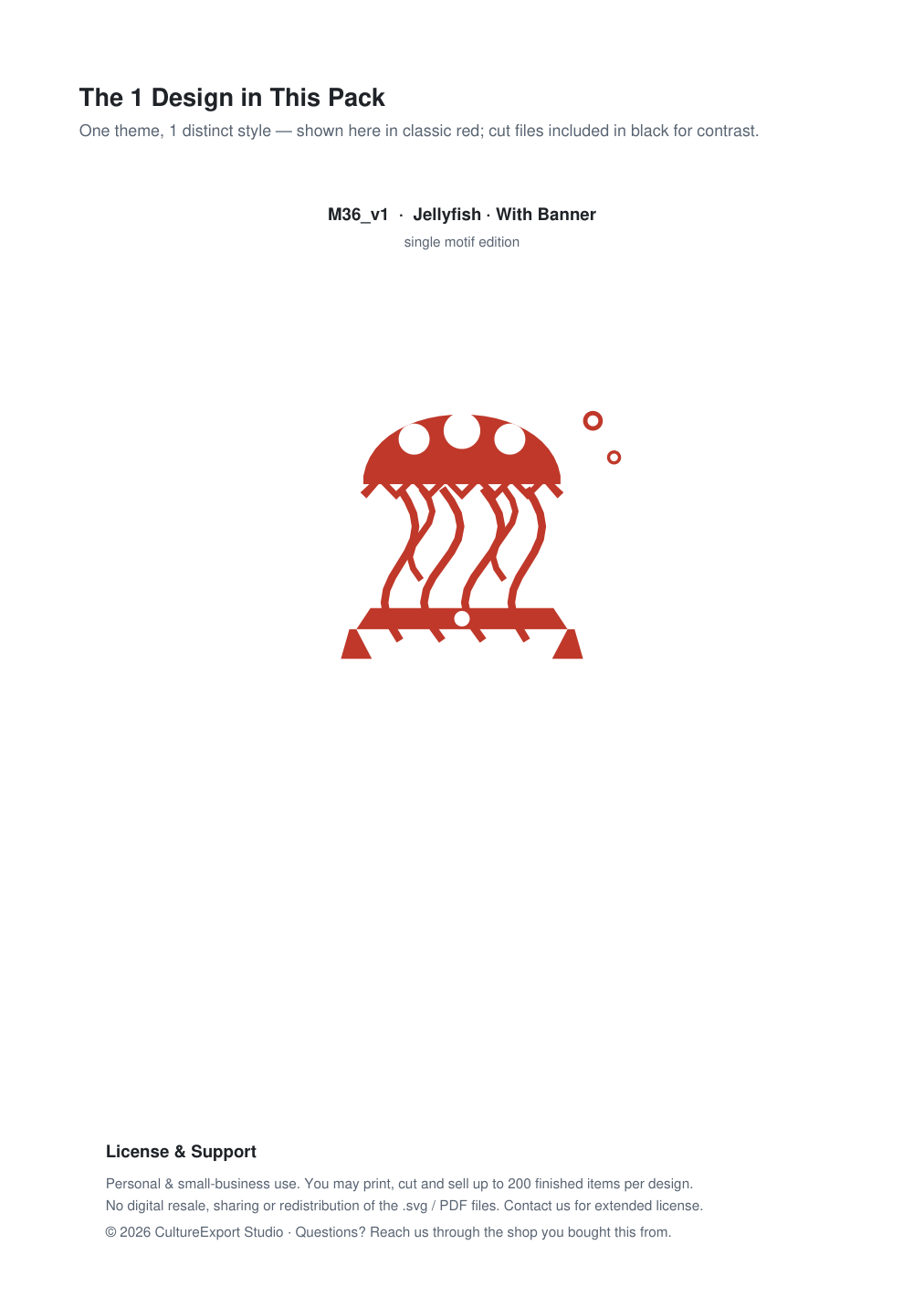 Jellyfish Banner Paper Cut - Free SVG + PDF Pack - design