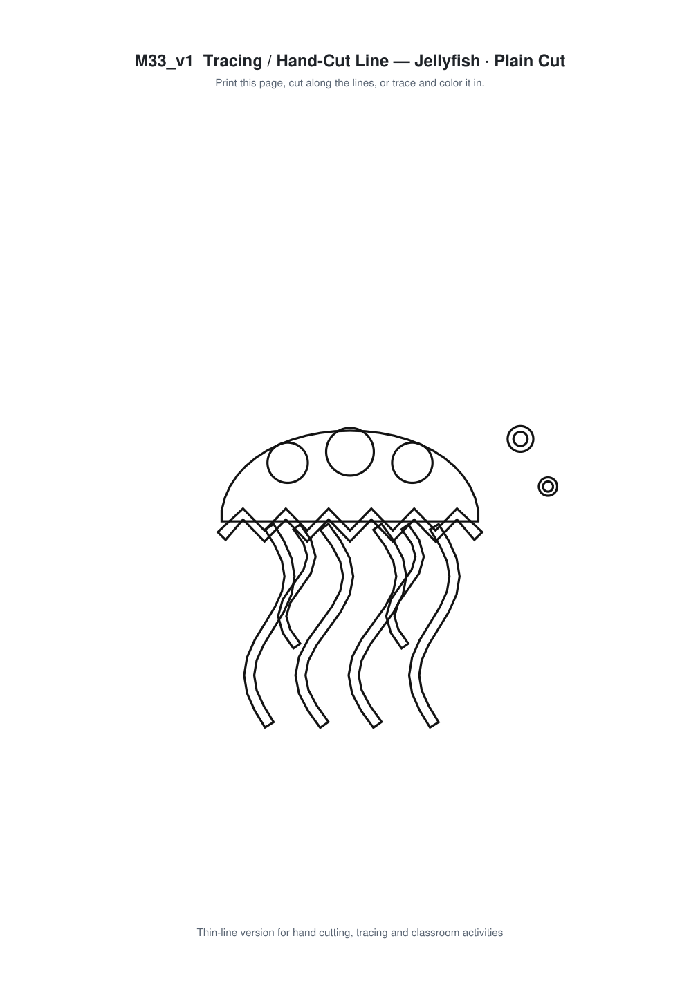 Jellyfish Paper Cut Template - Free SVG + PDF Pack - line art