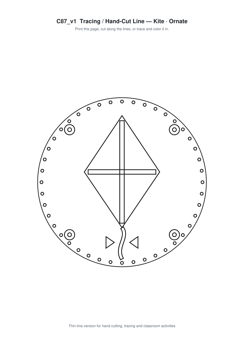 Kite Ornate Paper Cut Panel - Free SVG + PDF Pack - line art