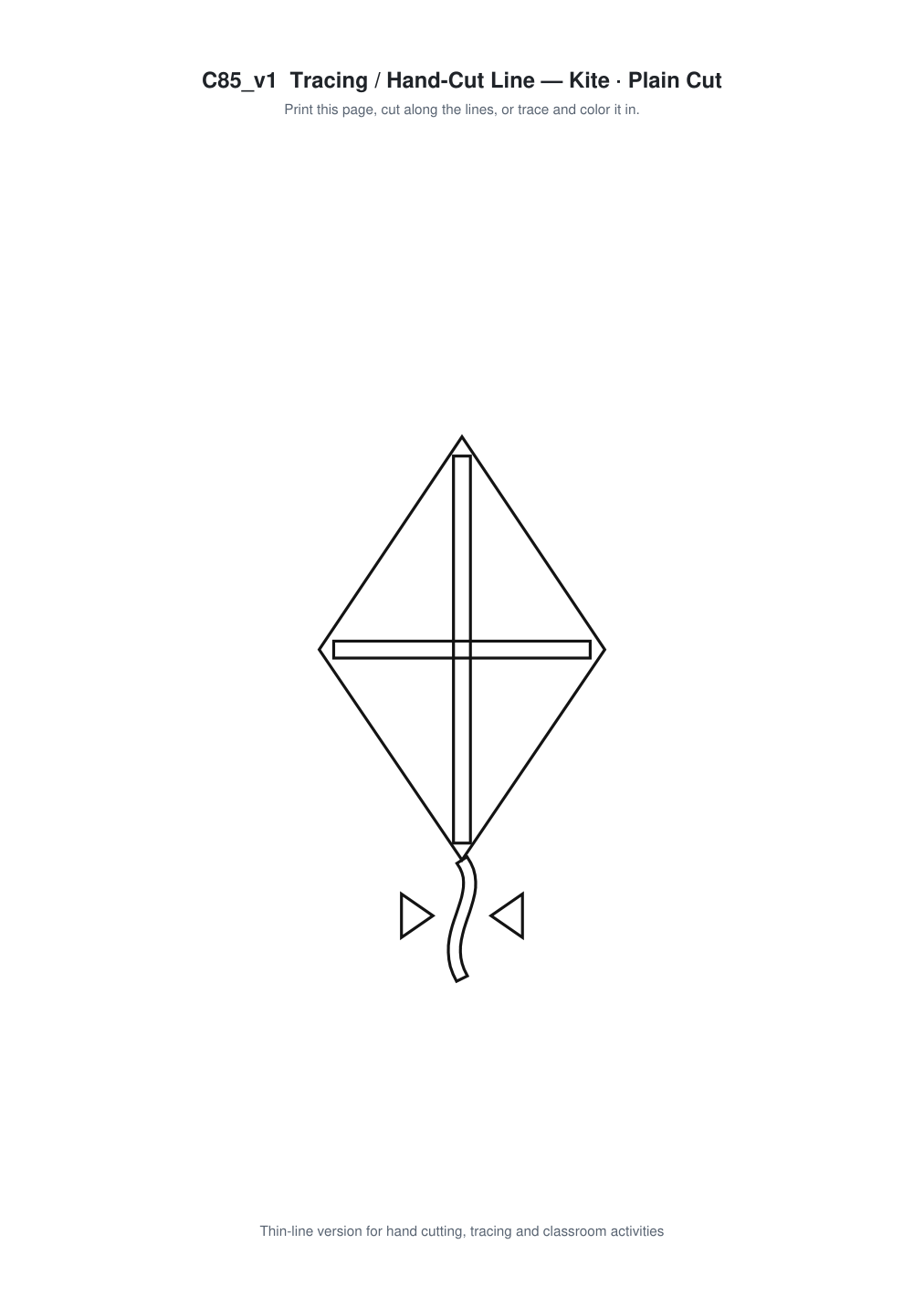 Kite Paper Cut Template - Free SVG + PDF Pack - line art