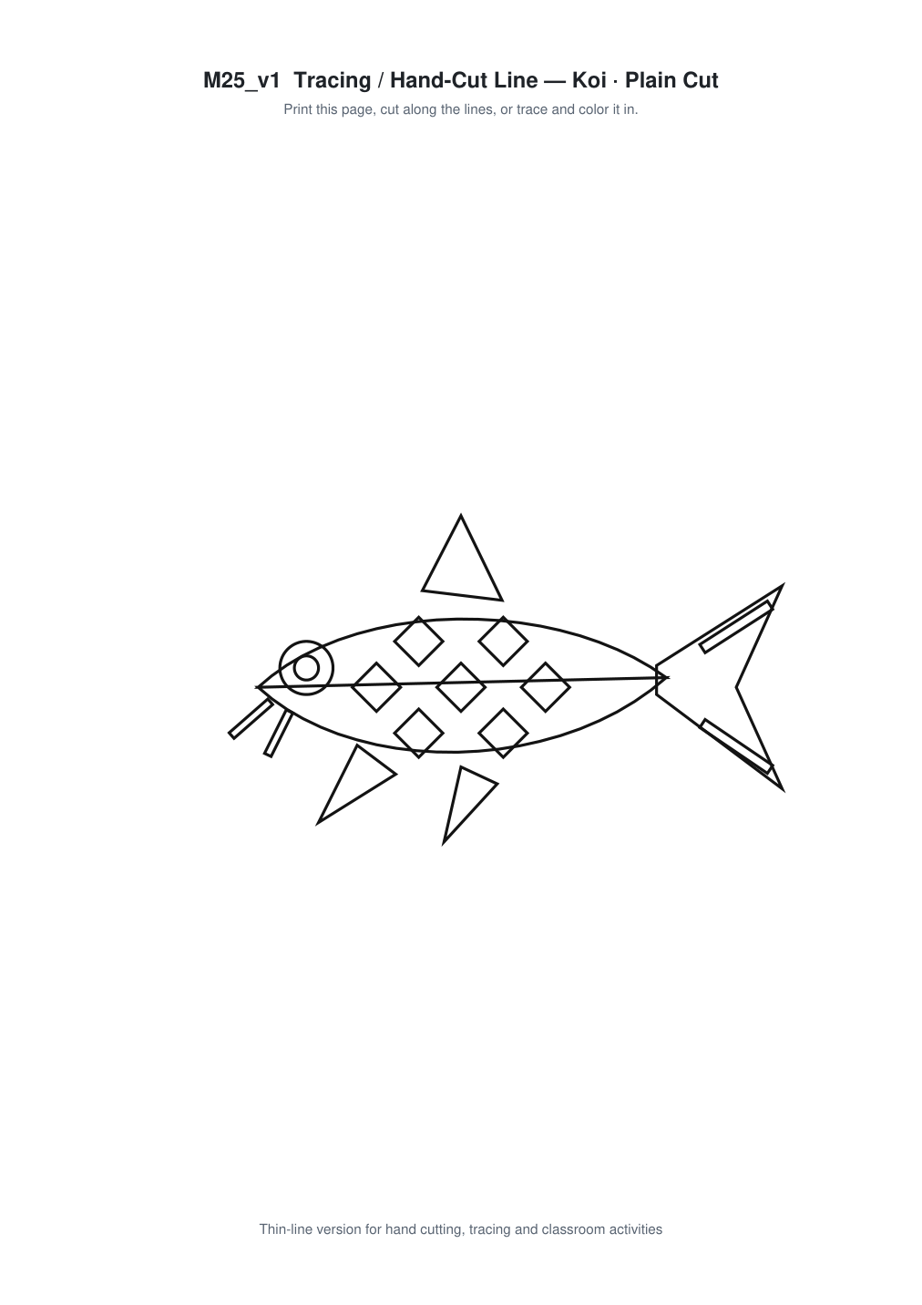 Koi Paper Cut Template - Free SVG + PDF Pack - line art