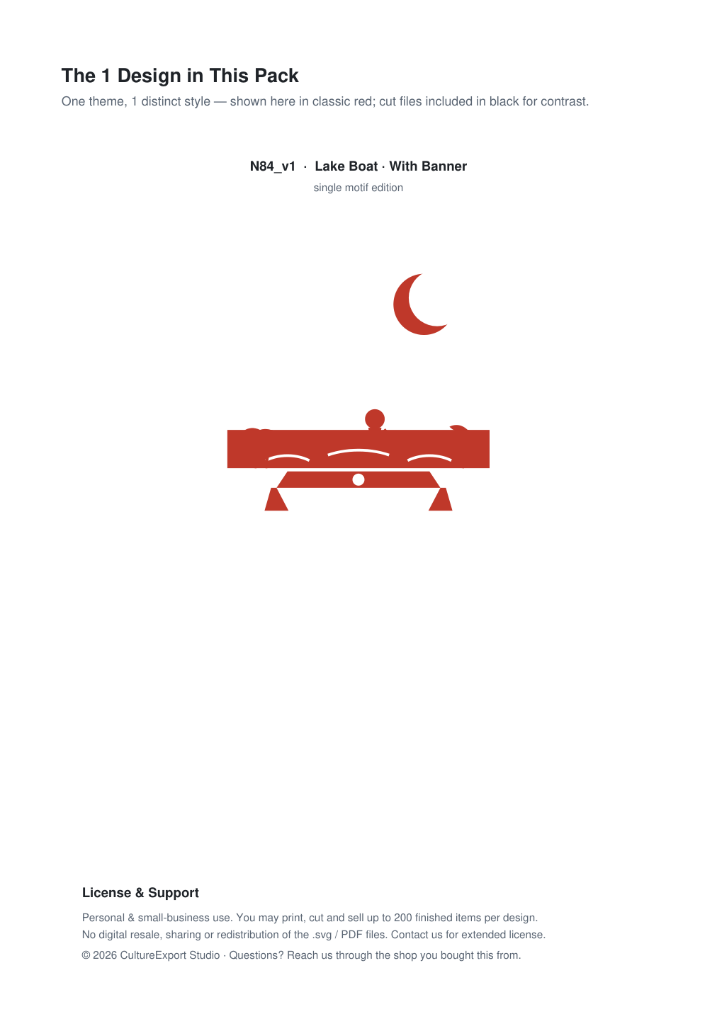 Lake Boat Banner Paper Cut - Free SVG + PDF Pack - design