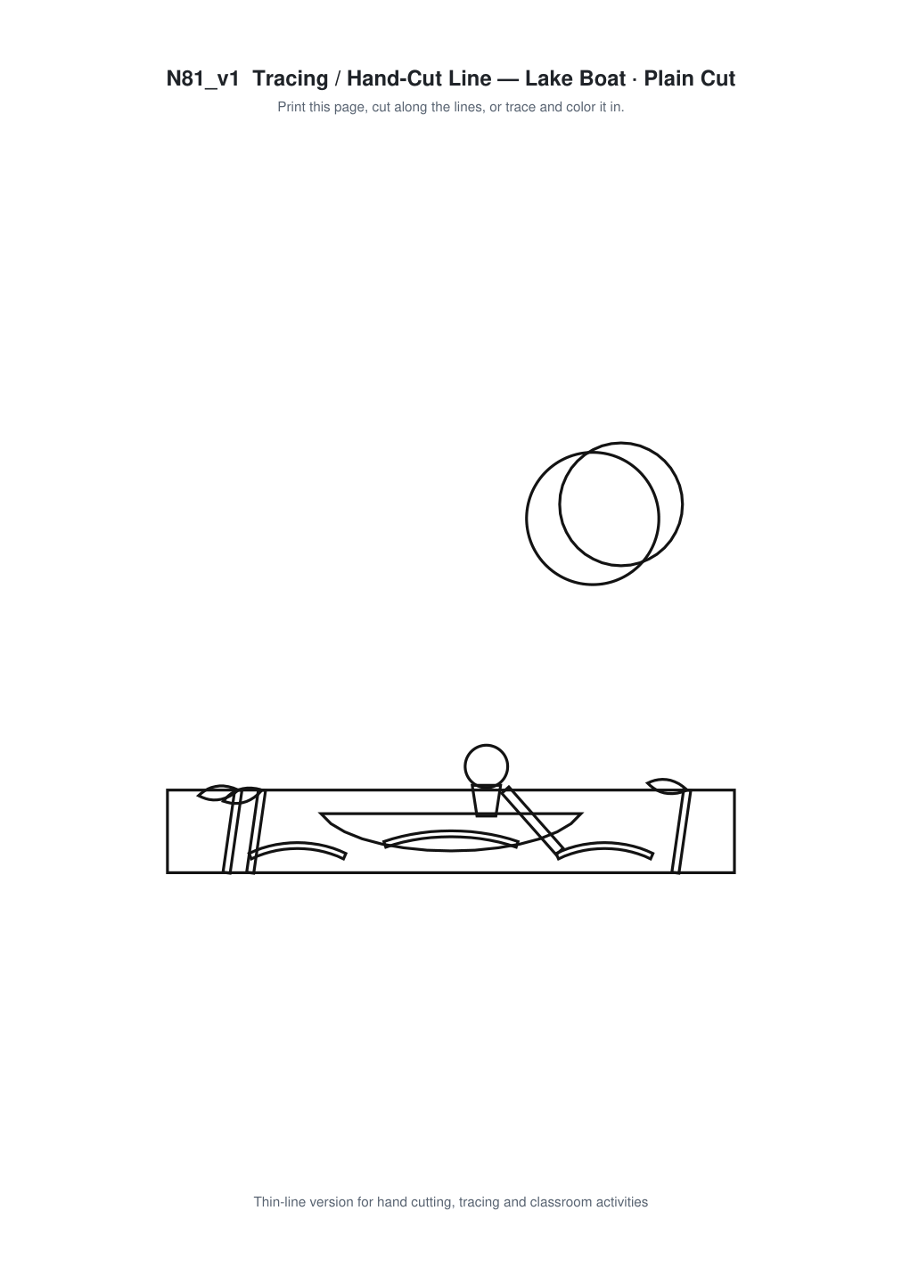 Lake Boat Paper Cut Template - Free SVG + PDF Pack - line art