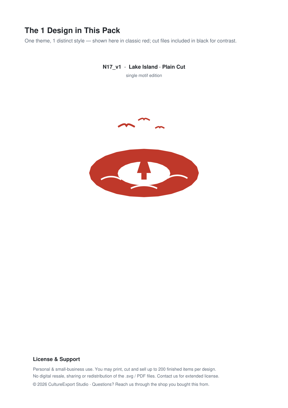 Lake Island Paper Cut Template - Free SVG + PDF Pack - design