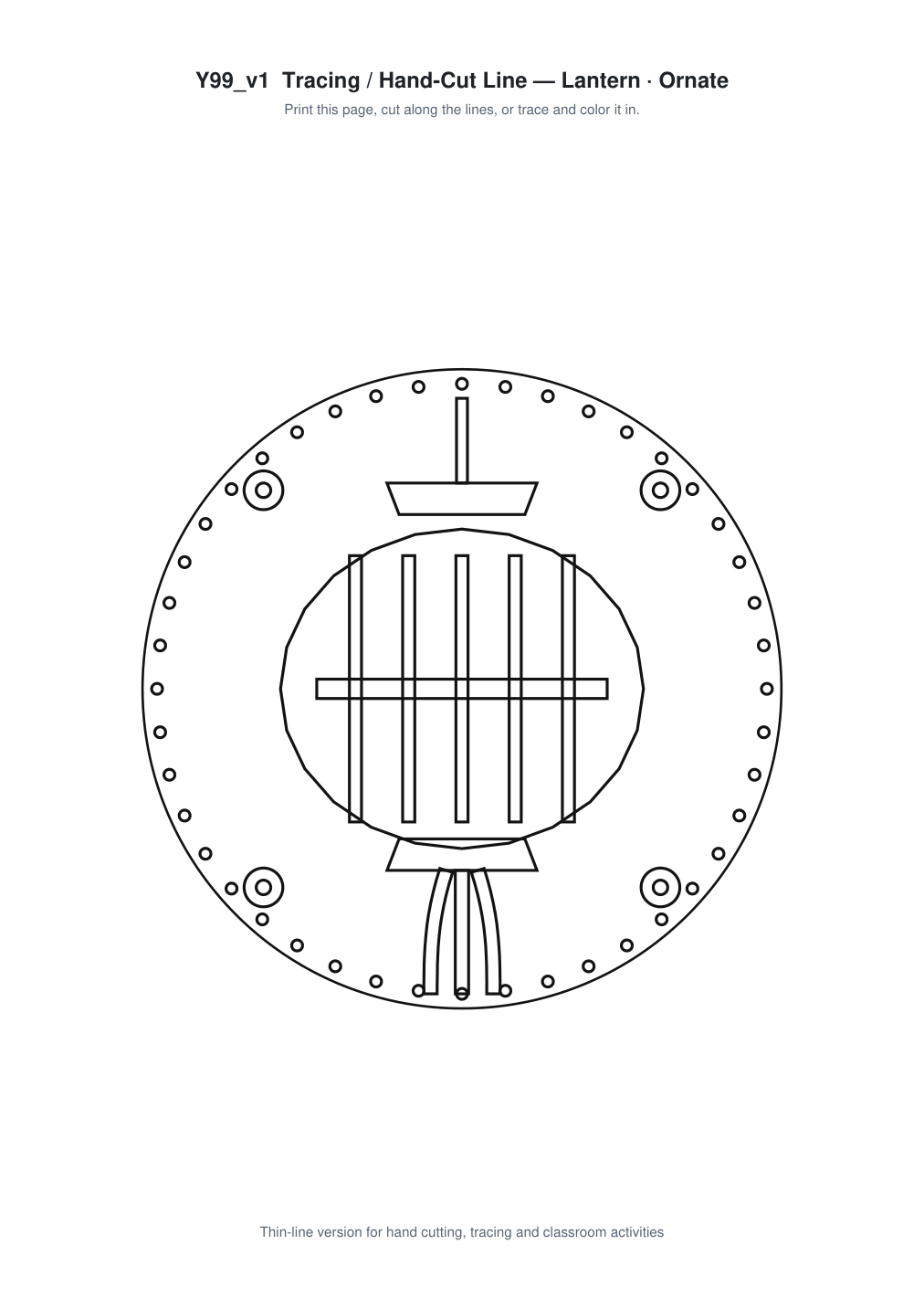 Lantern Ornate Paper Cut Panel - Free SVG + PDF Pack - line art