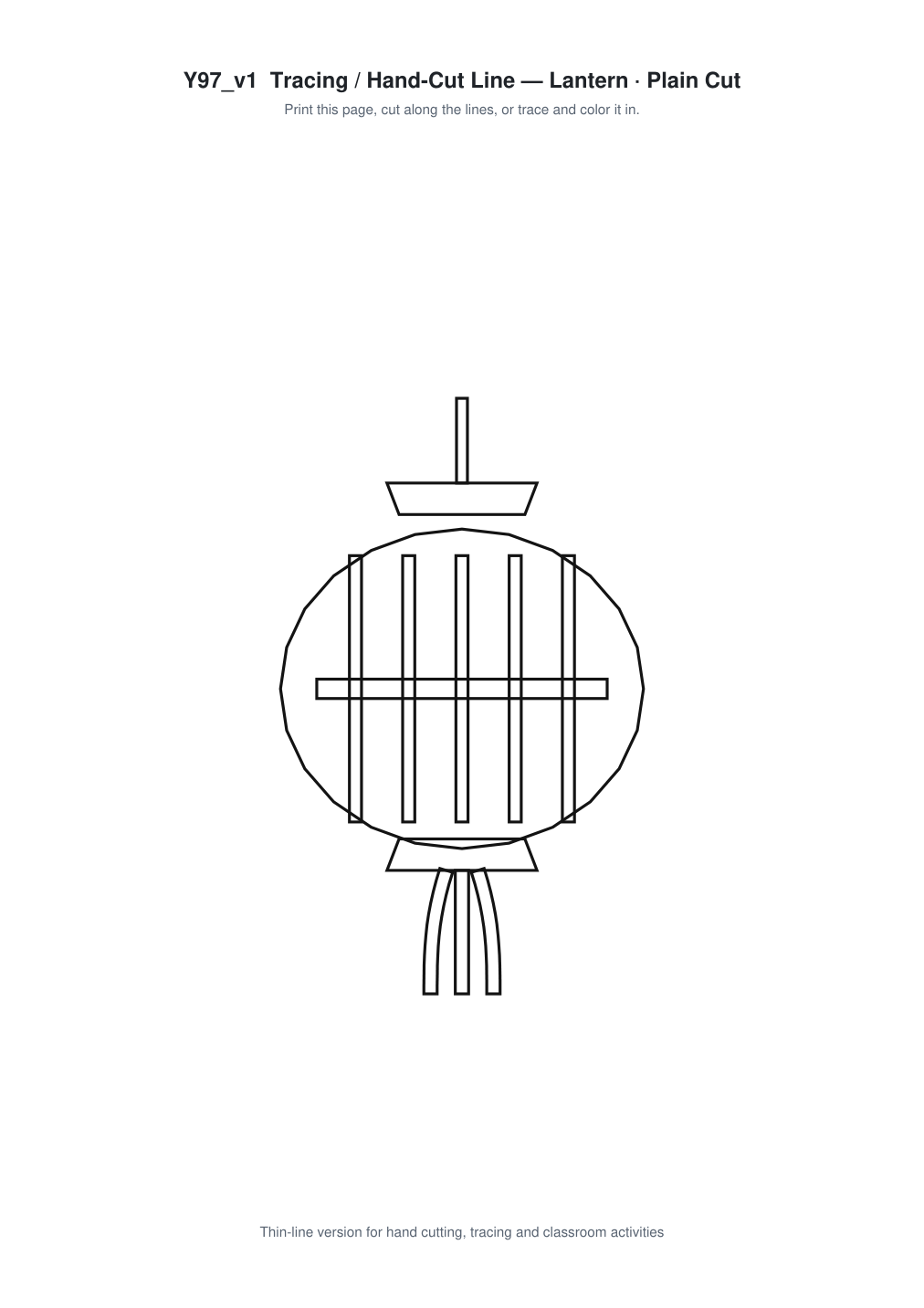 Lantern Paper Cut Template - Free SVG + PDF Pack - line art