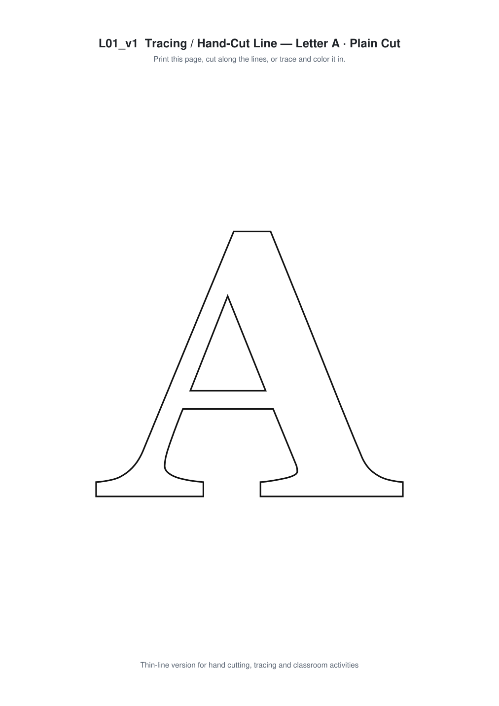 Letter A Paper Cut Template - Free SVG + PDF Pack - line art