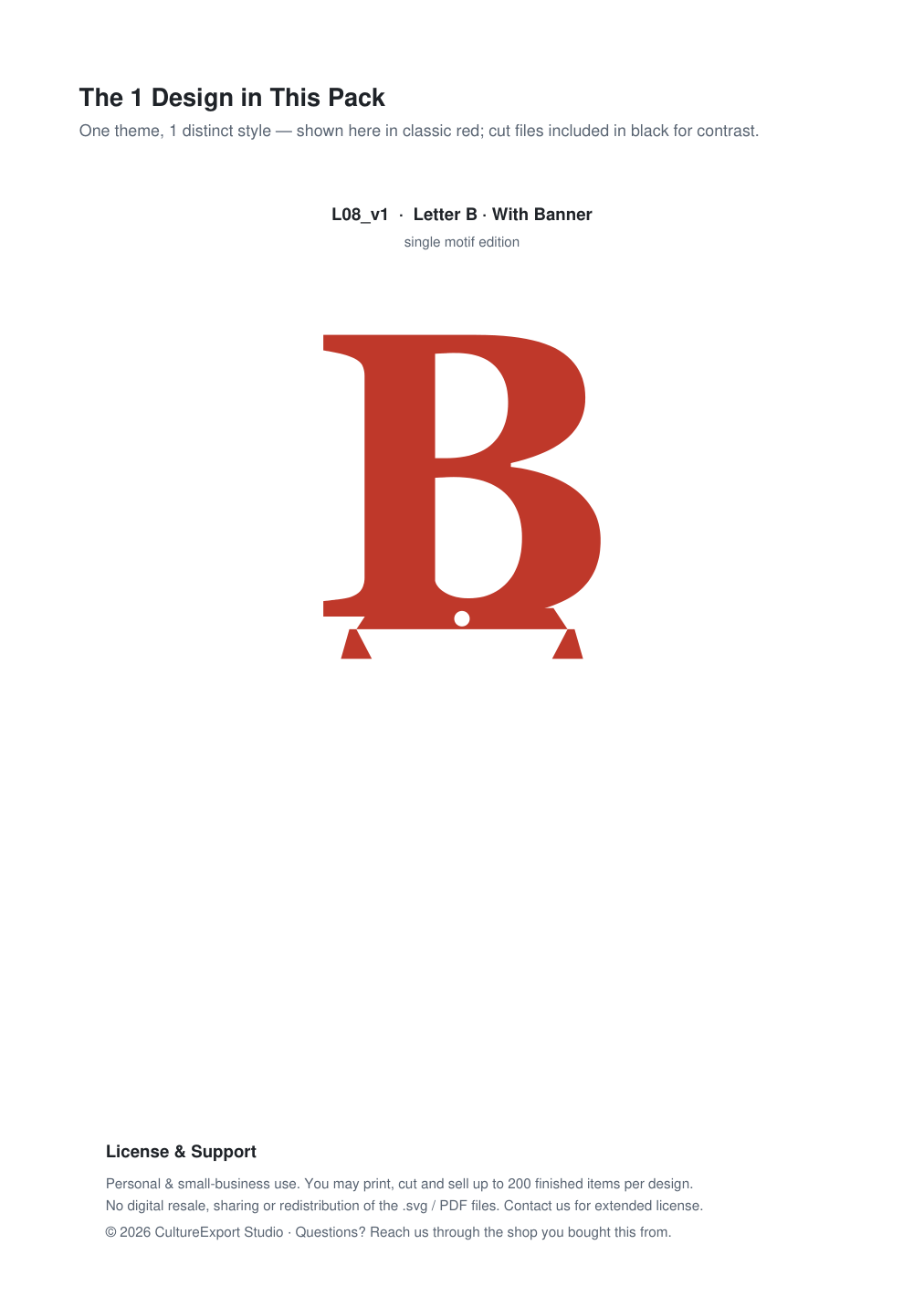 Letter B Banner Paper Cut - Free SVG + PDF Pack - design