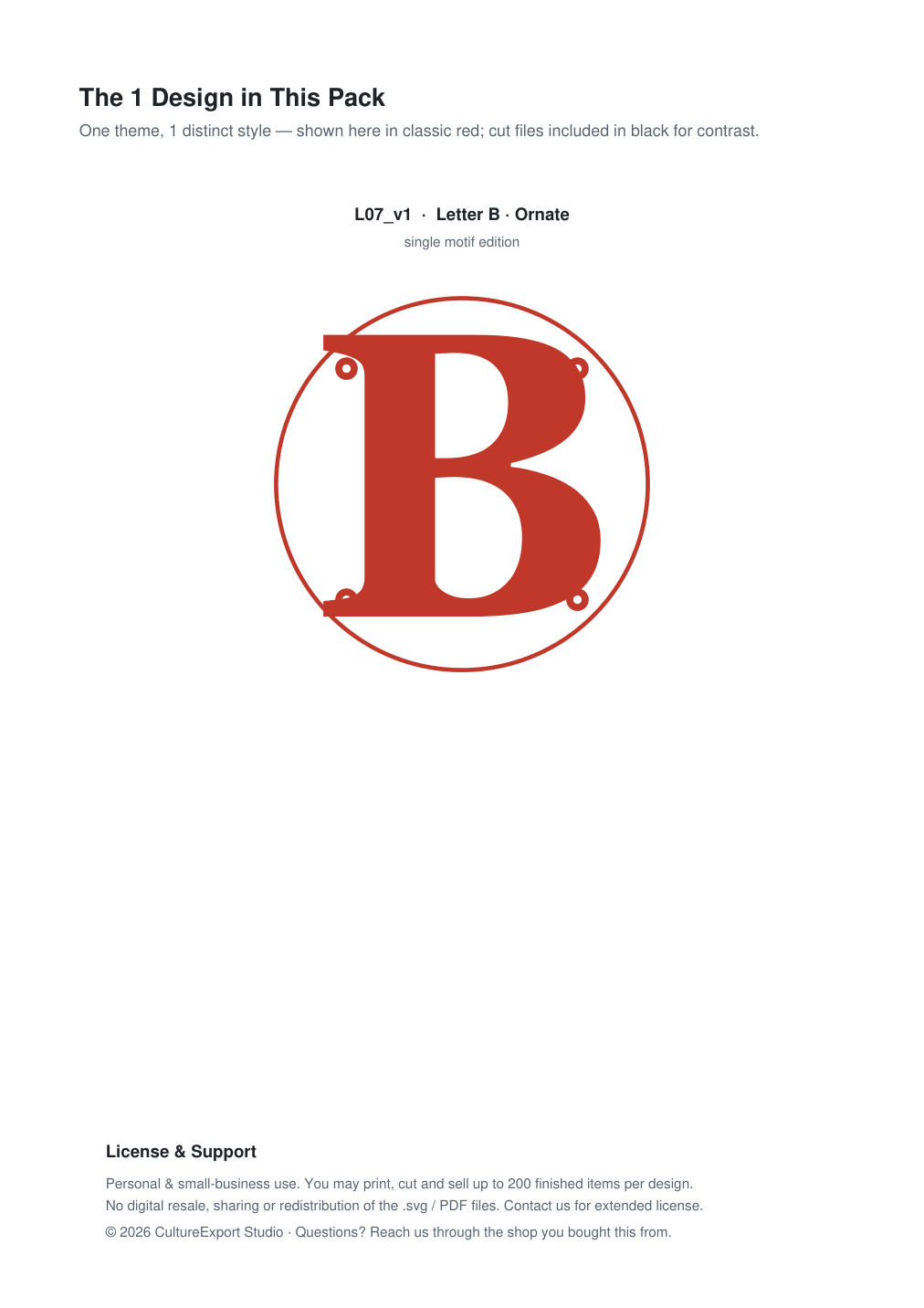 Letter B Ornate Paper Cut Panel - Free SVG + PDF Pack - design