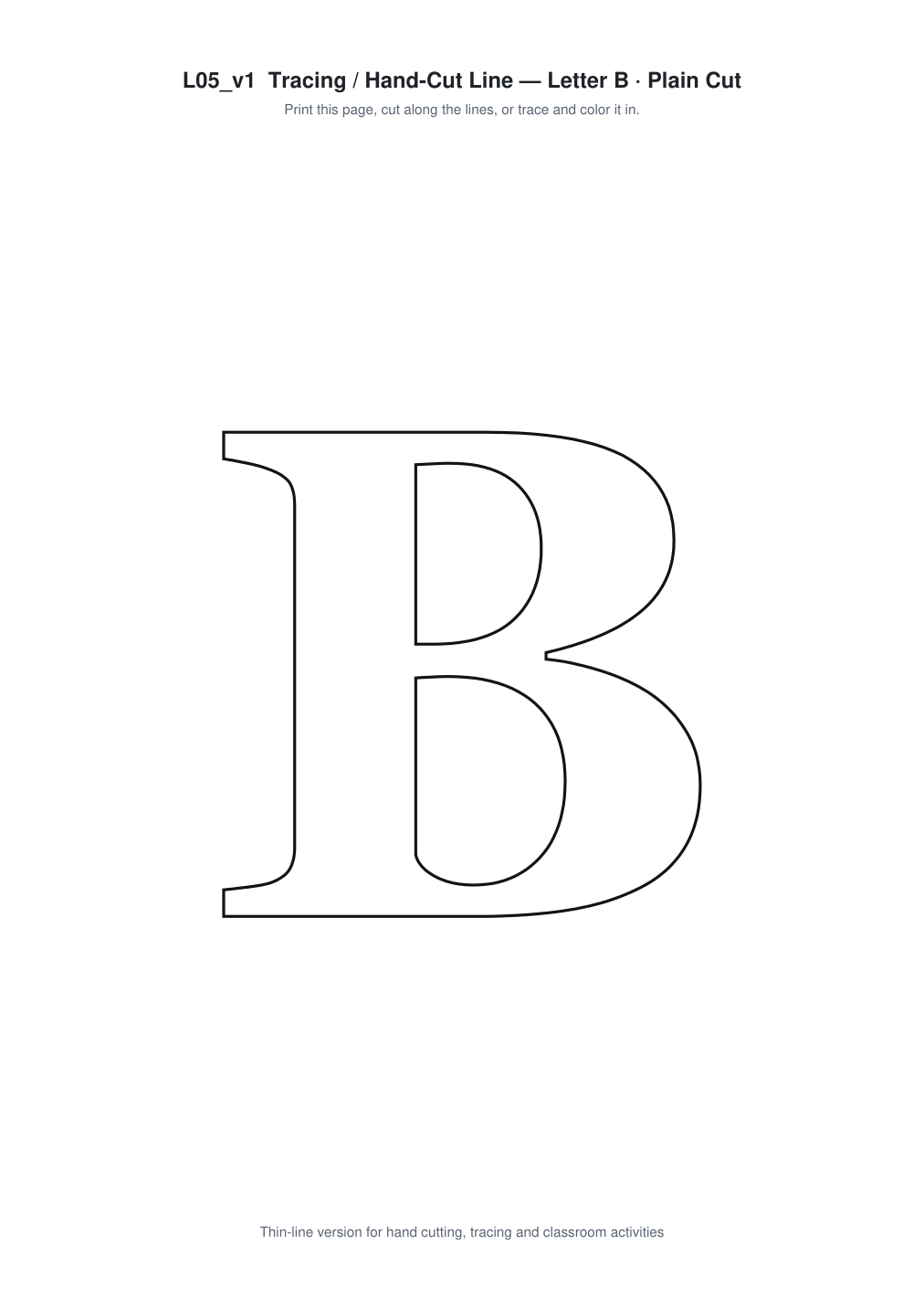 Letter B Paper Cut Template - Free SVG + PDF Pack - line art