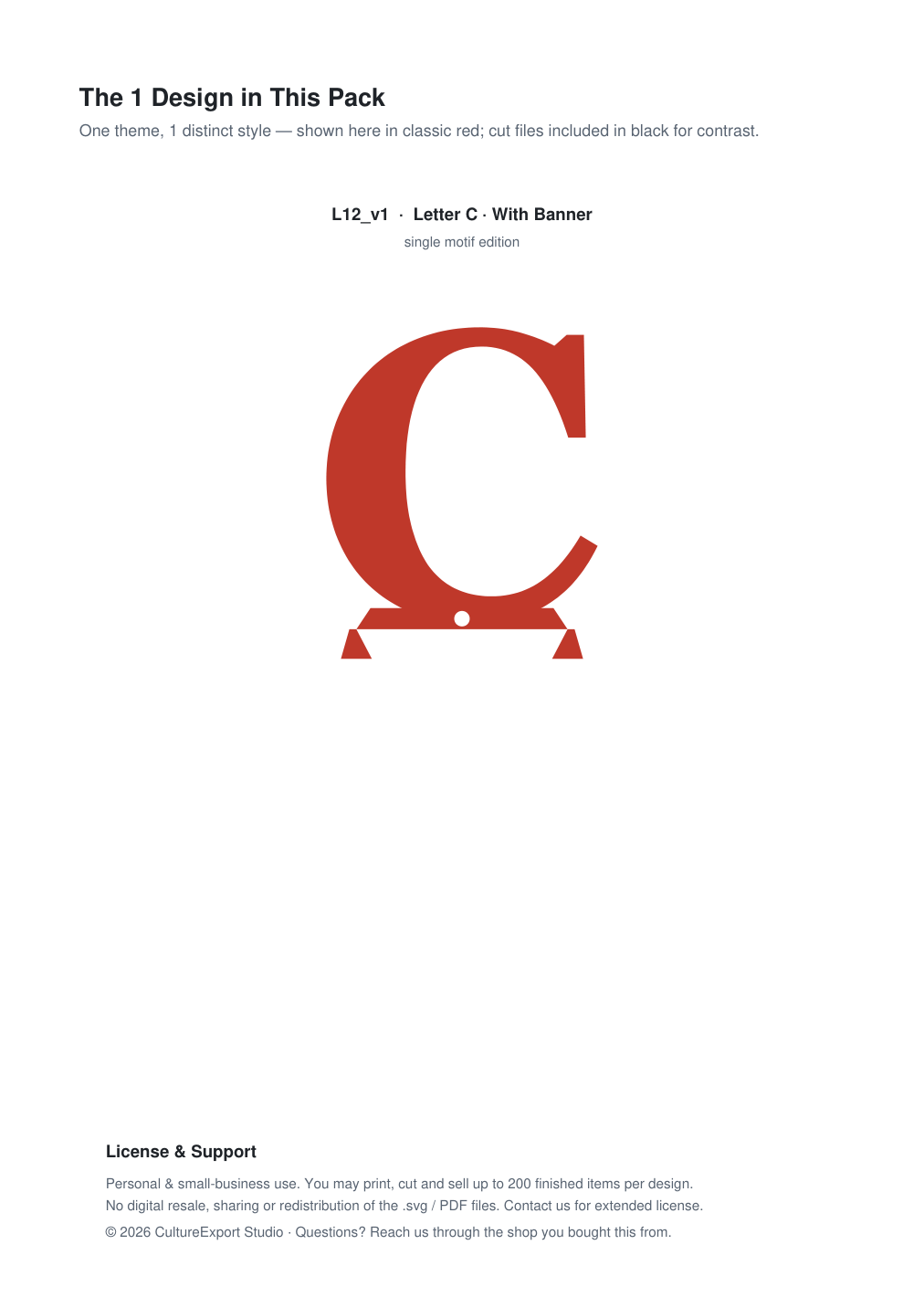 Letter C Banner Paper Cut - Free SVG + PDF Pack - design