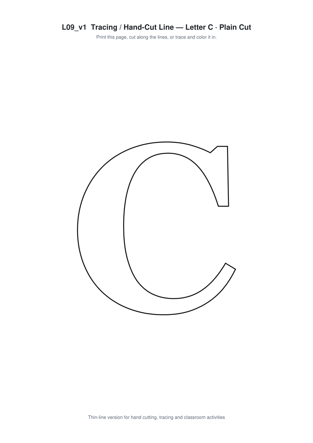 Letter C Paper Cut Template - Free SVG + PDF Pack - line art