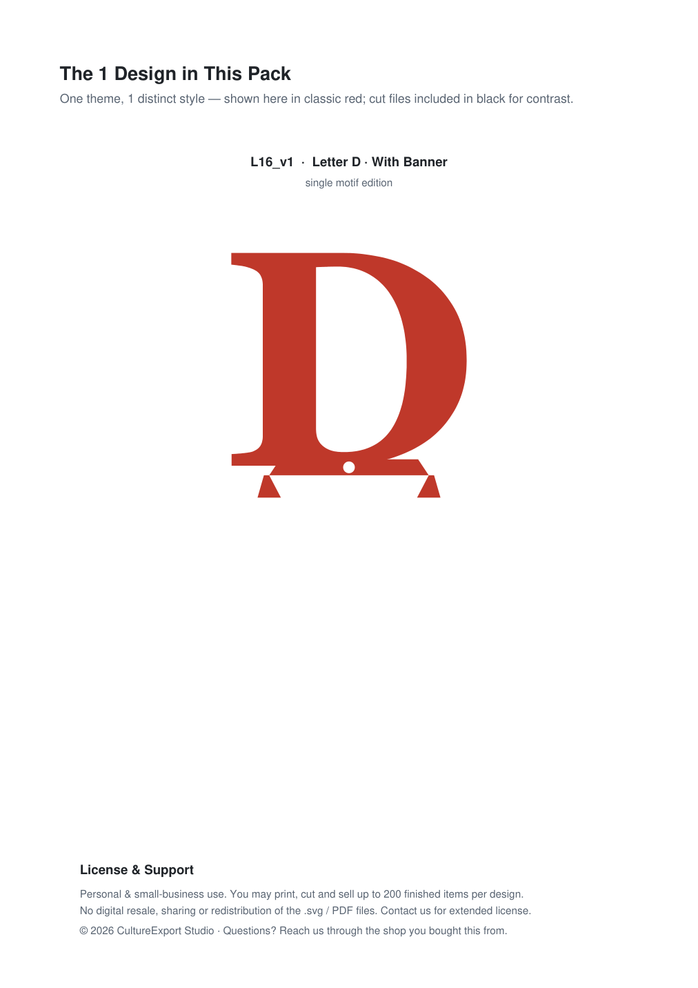 Letter D Banner Paper Cut - Free SVG + PDF Pack - design