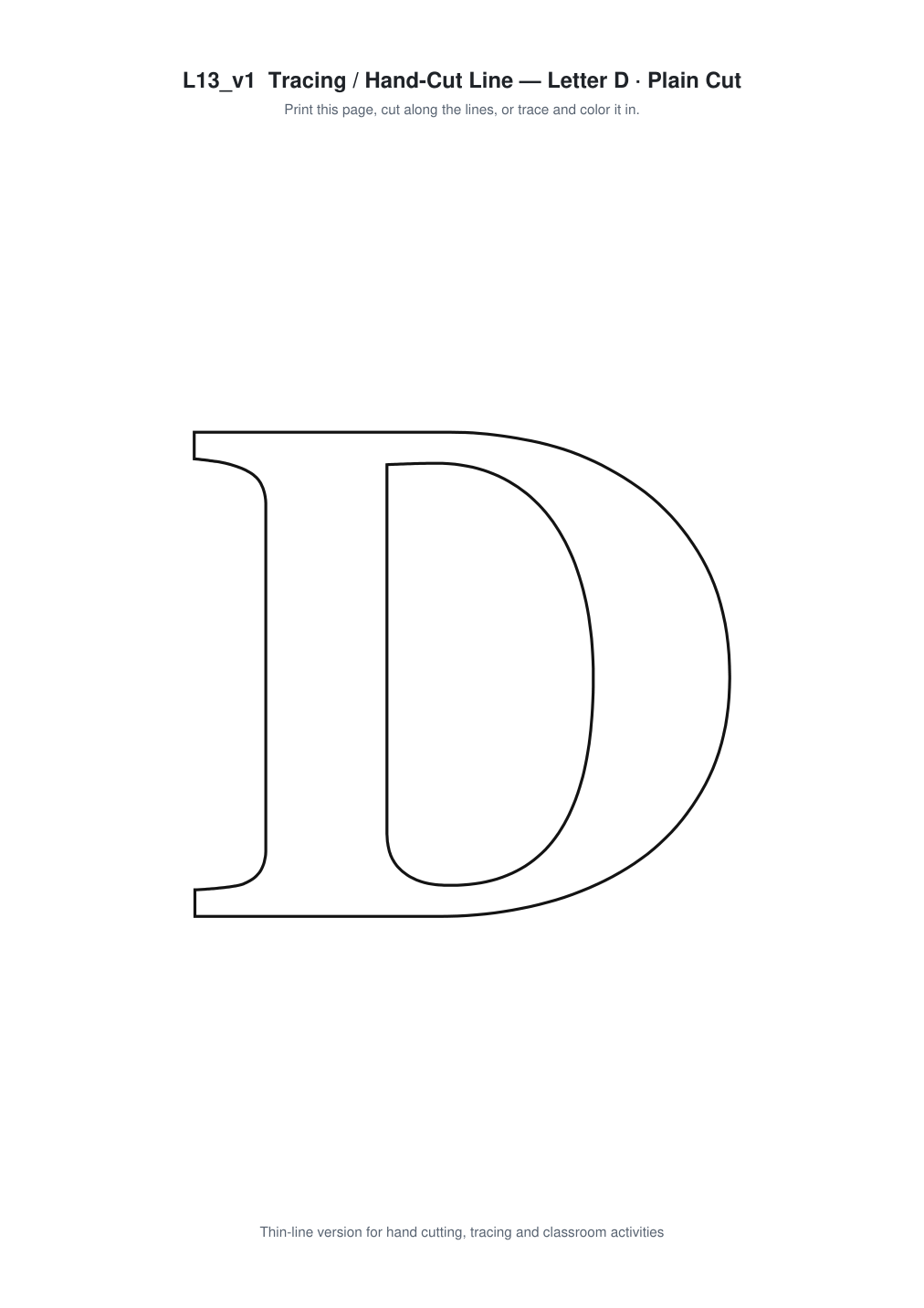 Letter D Paper Cut Template - Free SVG + PDF Pack - line art