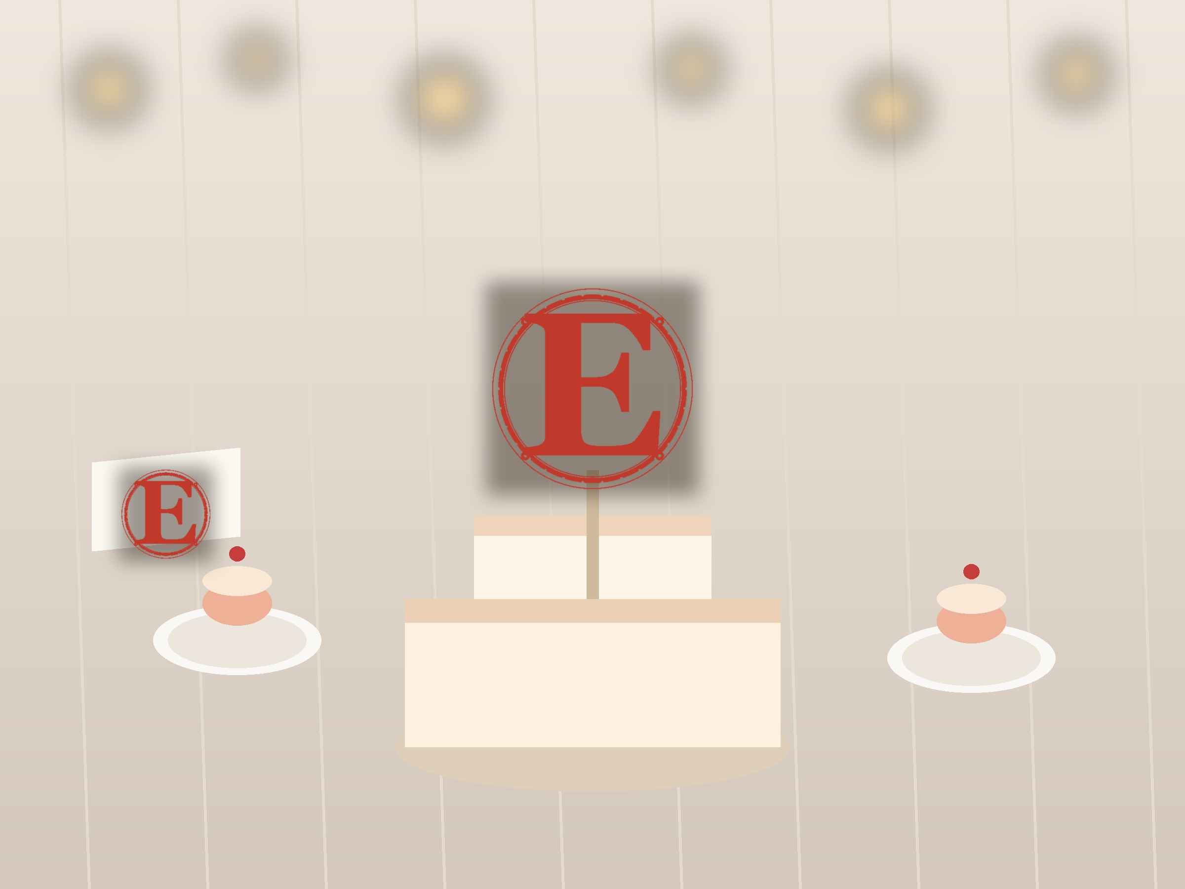 Letter E Window Roundel Paper Cut - Free SVG + PDF Pack - on a desk