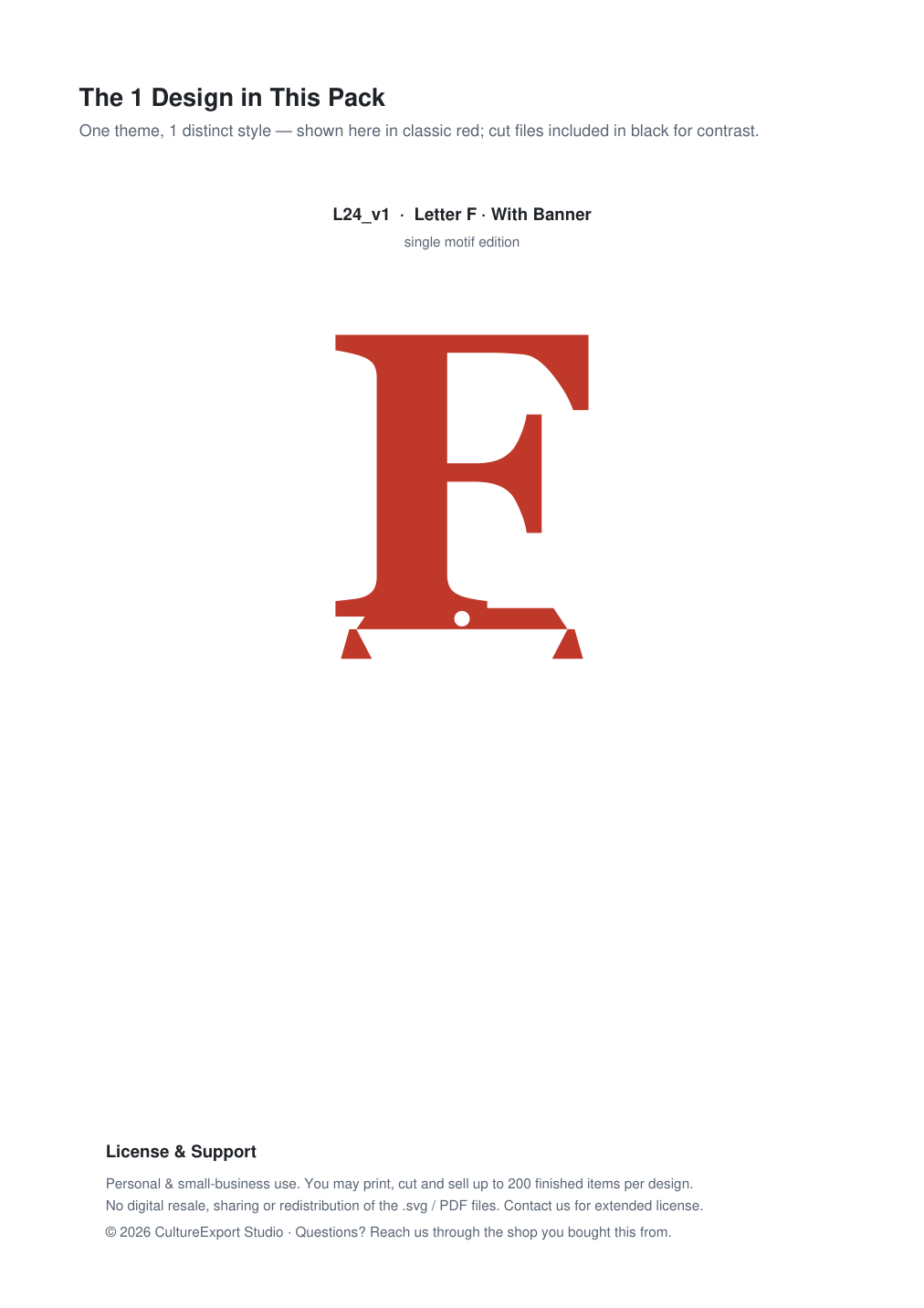 Letter F Banner Paper Cut - Free SVG + PDF Pack - design