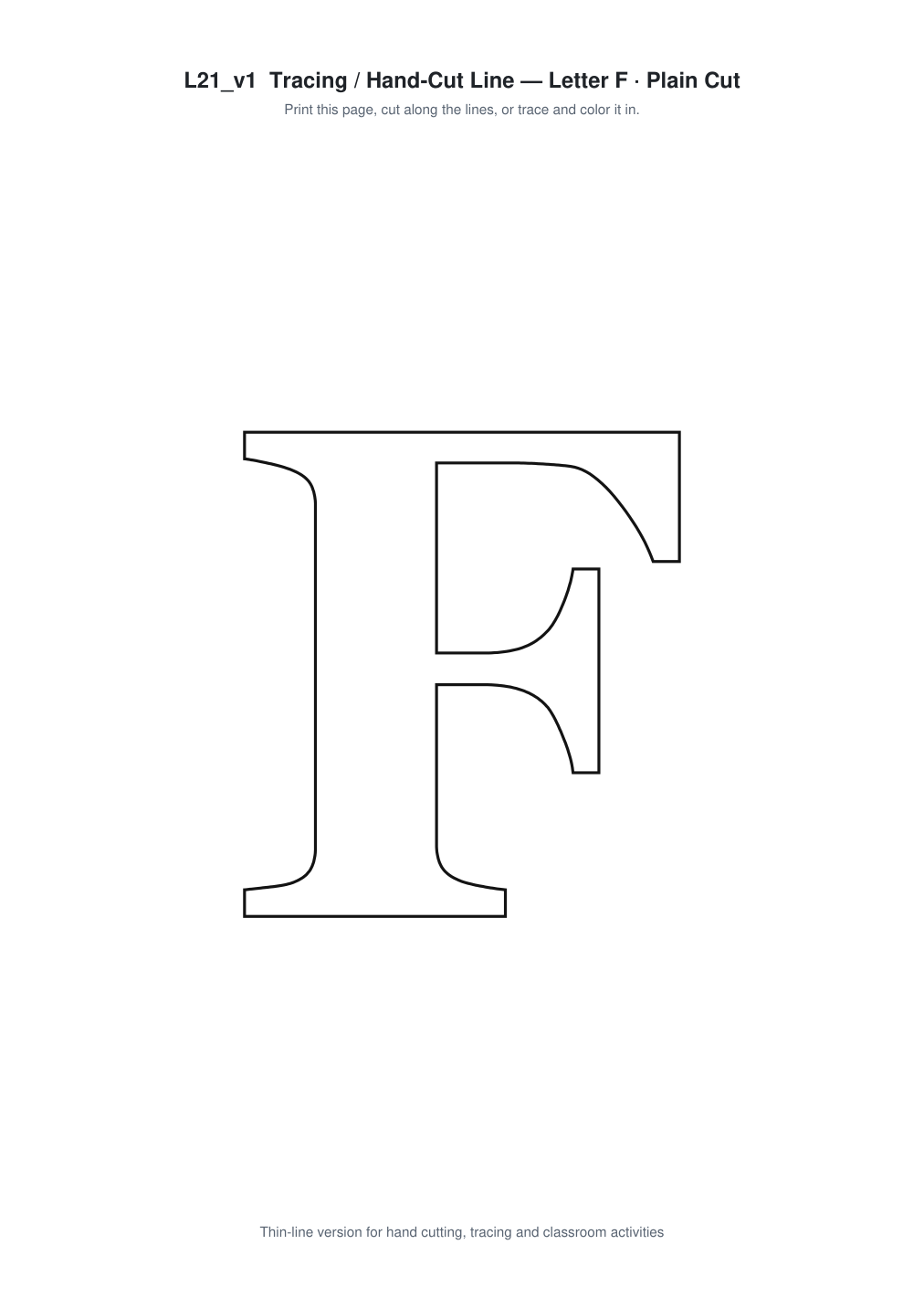 Letter F Paper Cut Template - Free SVG + PDF Pack - line art