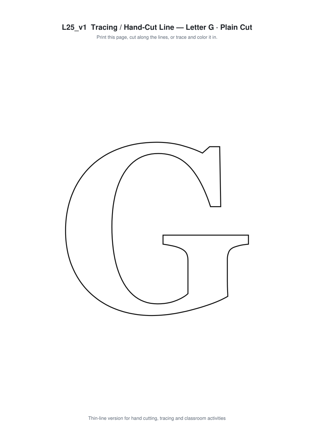 Letter G Paper Cut Template - Free SVG + PDF Pack - line art