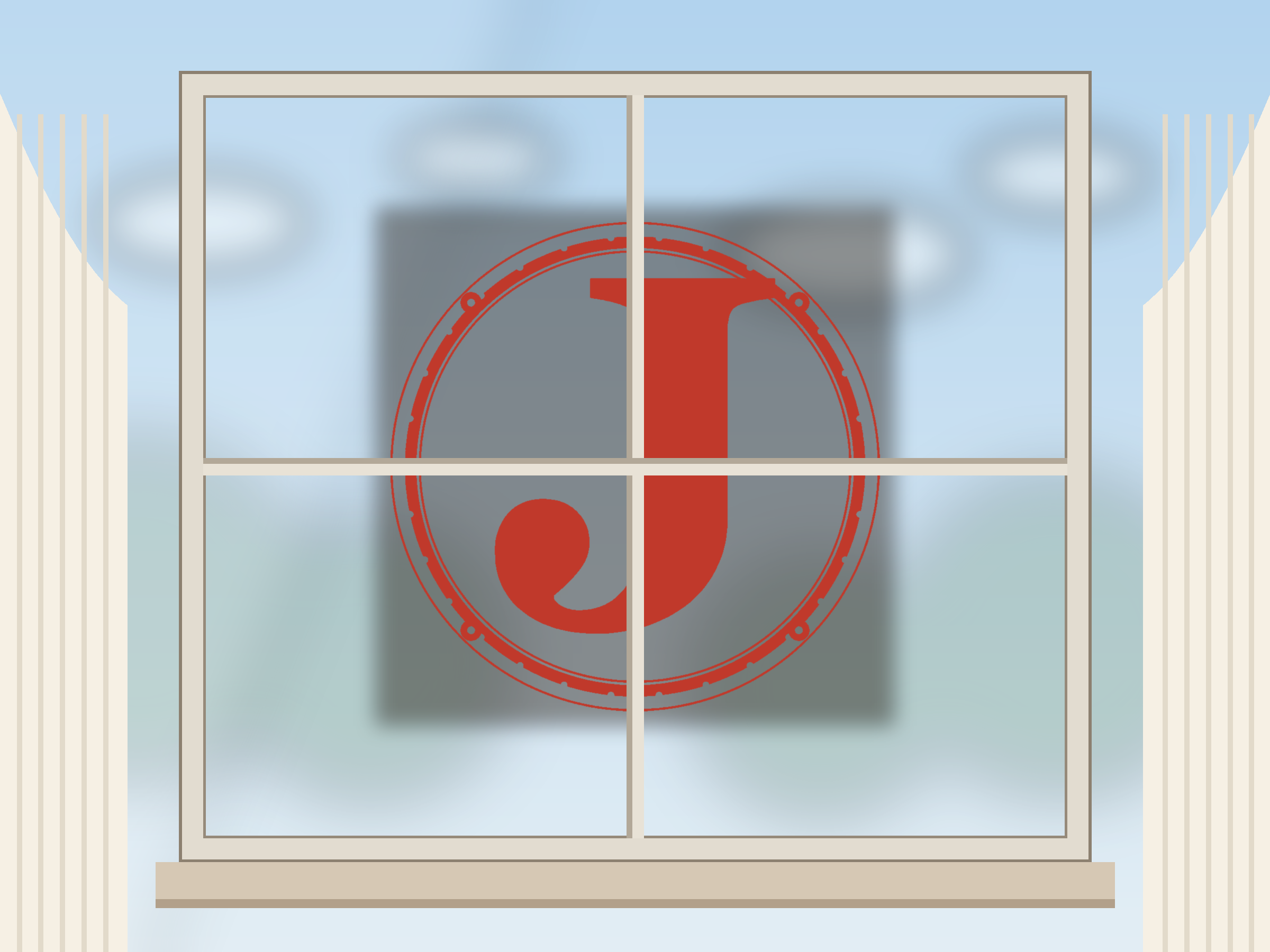 Letter J Window Roundel Paper Cut - Free SVG + PDF Pack - on a desk