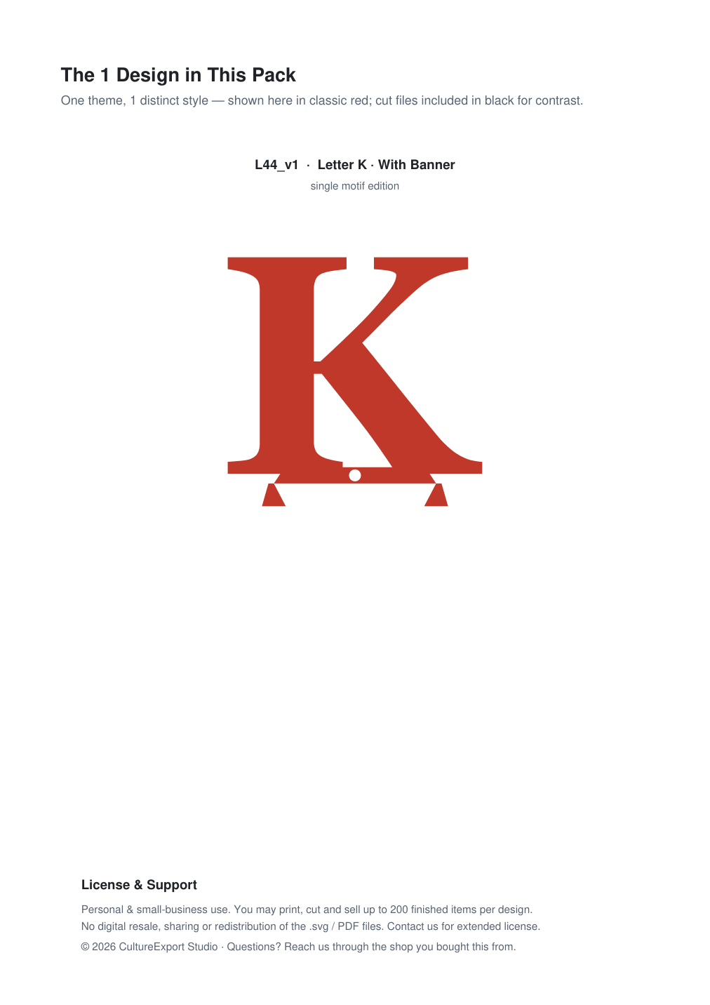 Letter K Banner Paper Cut - Free SVG + PDF Pack - design
